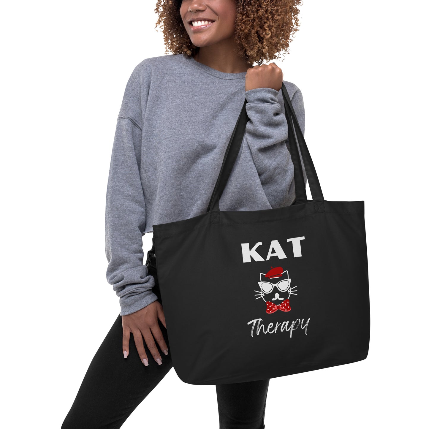 Cat therapy, Large organic tote bag - Fitz & Willow