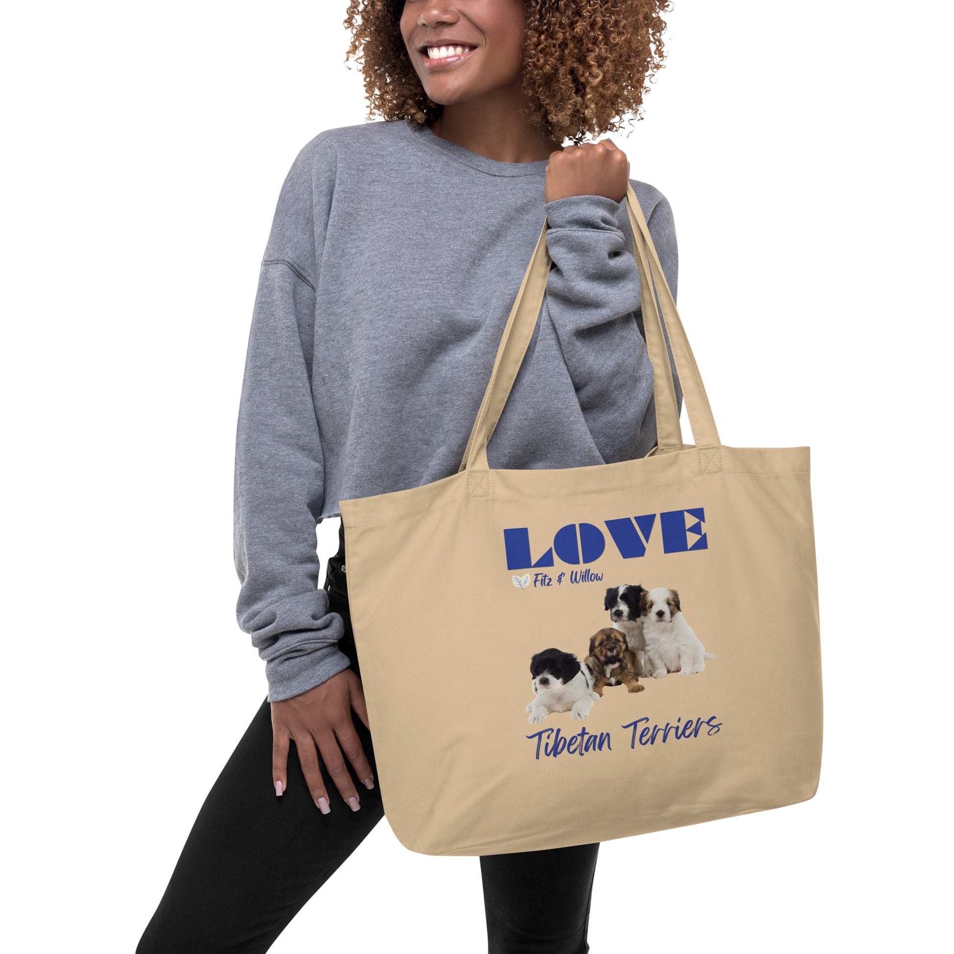 Large organic tote bag, Tibetan Terriers - Fitz & Willow