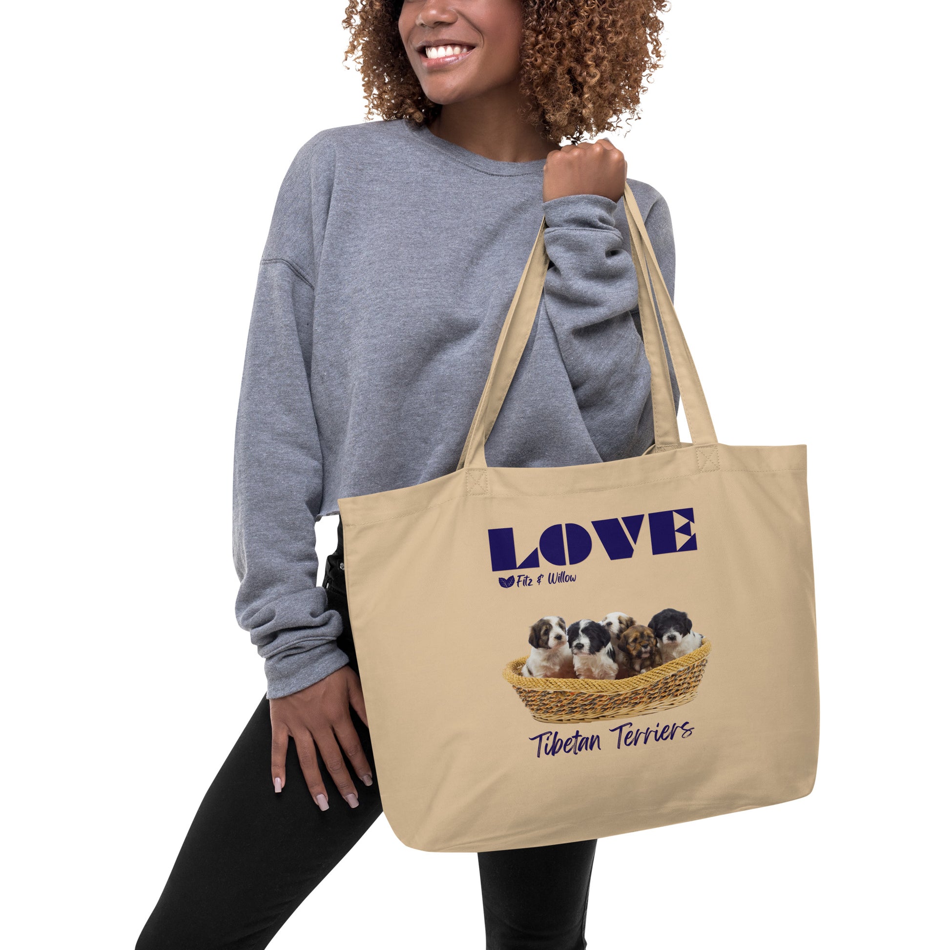 Tibetan Terriers, Large organic tote bag - Fitz & Willow