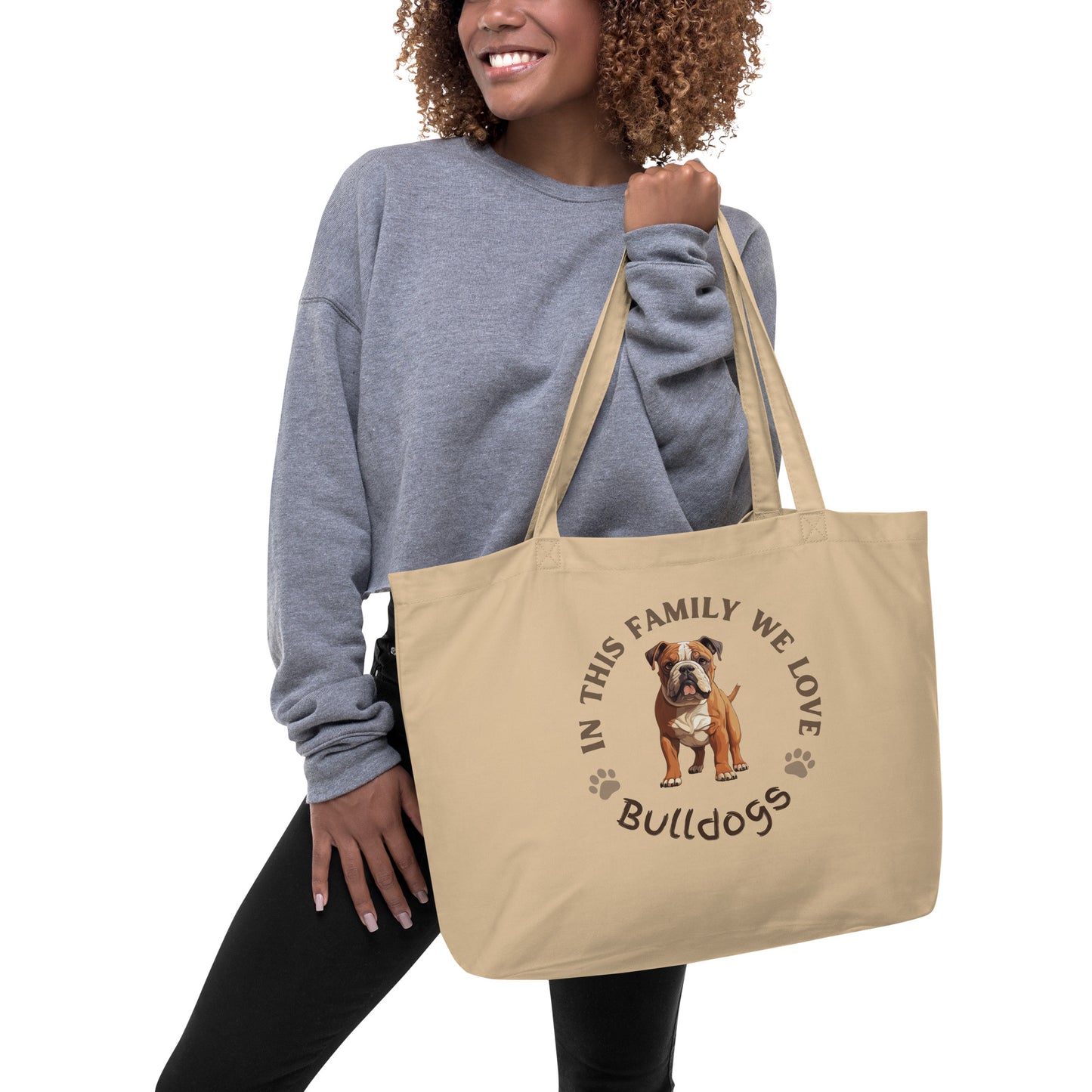 Bulldog Dog, Large organic tote bag - Fitz & Willow