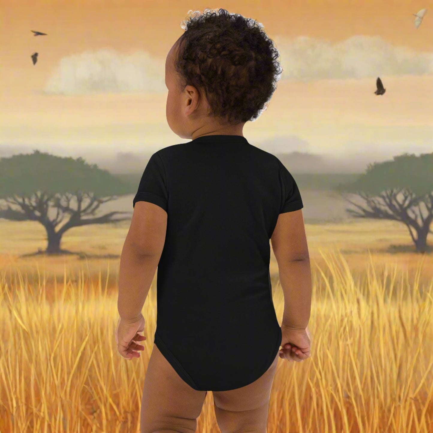 African Lion, Organic cotton newborn shortsleeved  bodysuit - Fitz & Willow