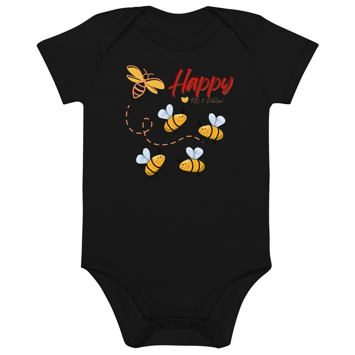 Organic cotton newborn bodysuit, Bees - Fitz & Willow