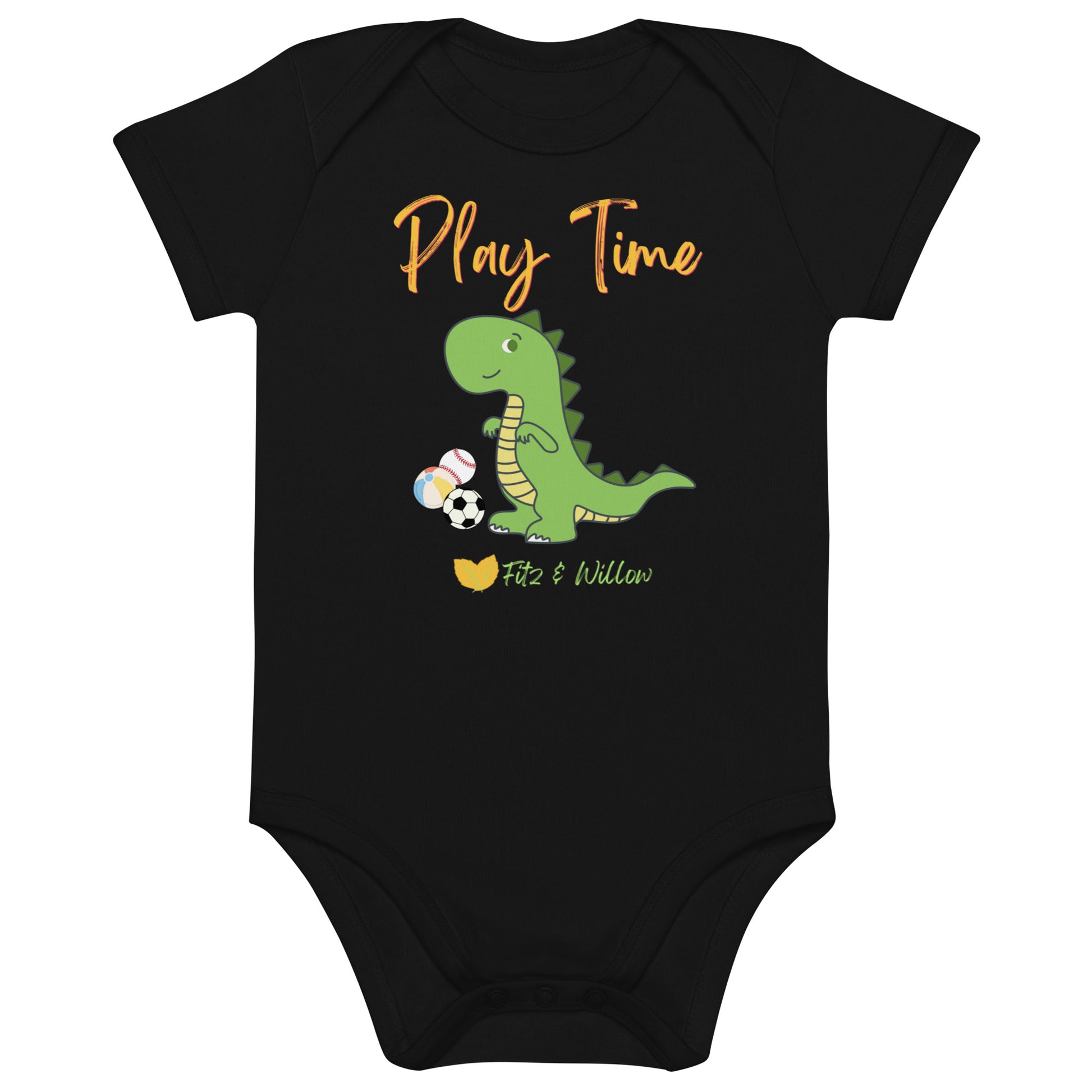 Organic cotton baby bodysuit, dinosaur - Fitz & Willow - Fitz & Willow