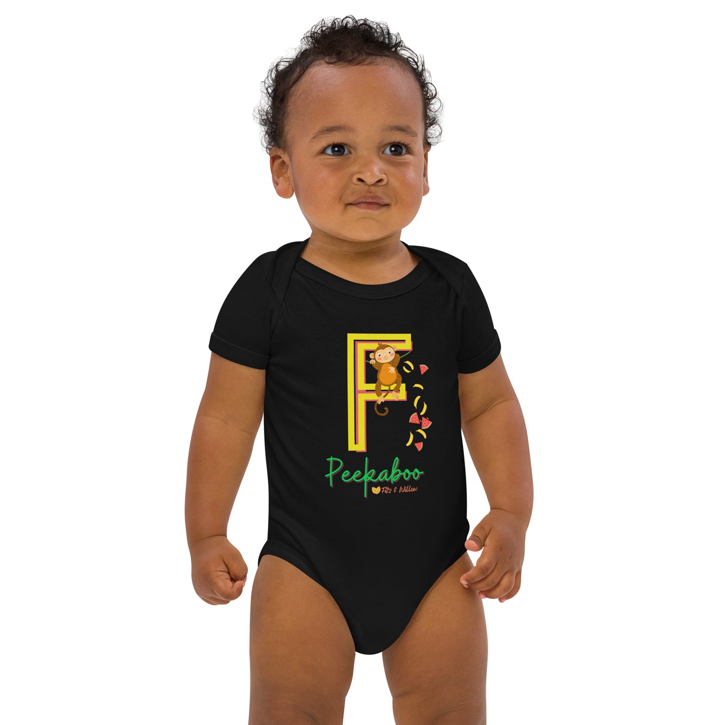 Organic cotton baby bodysuit, Letter F - Fitz & Willow - Fitz & Willow