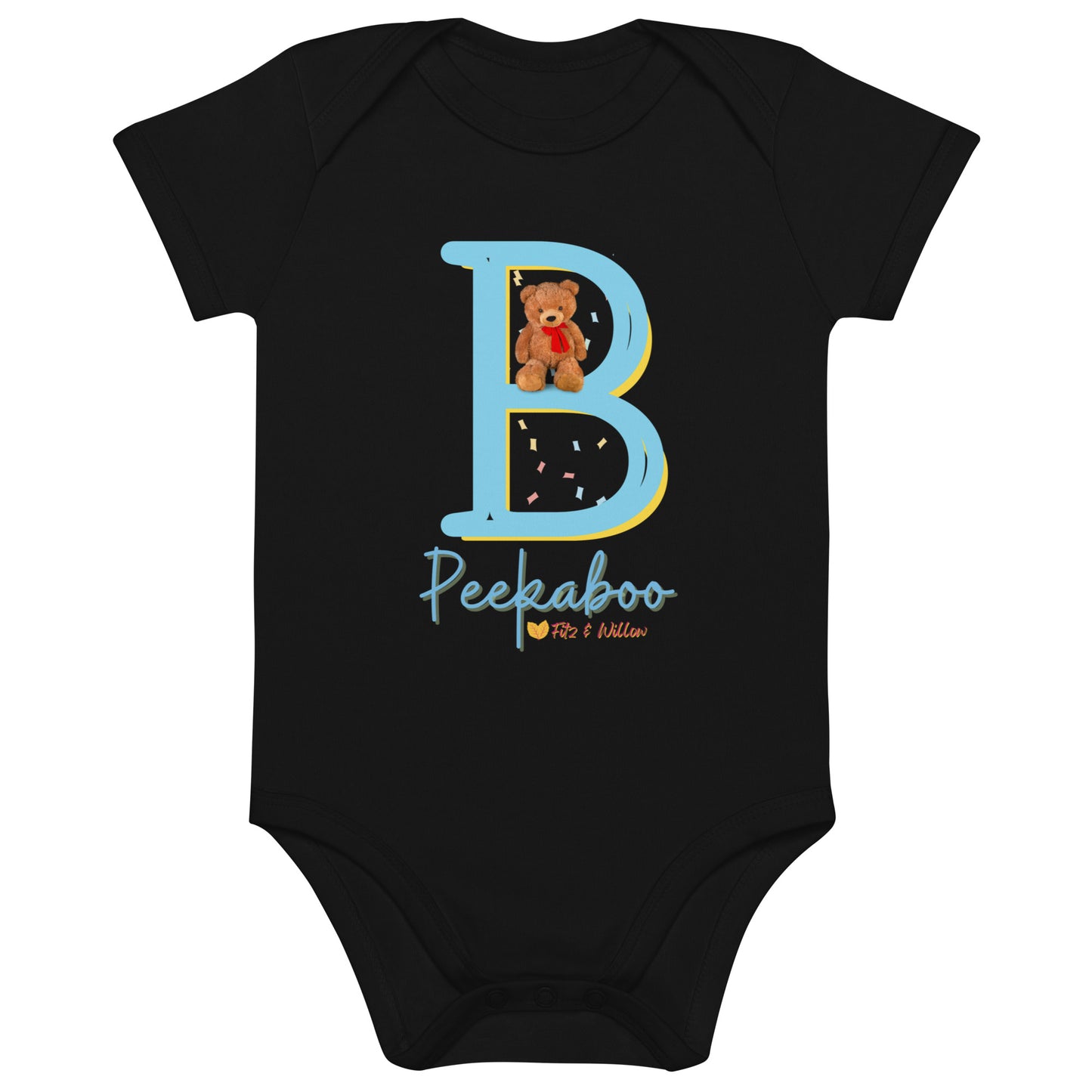 Organic cotton baby bodysuit, Letter B - Fitz & Willow - Fitz & Willow