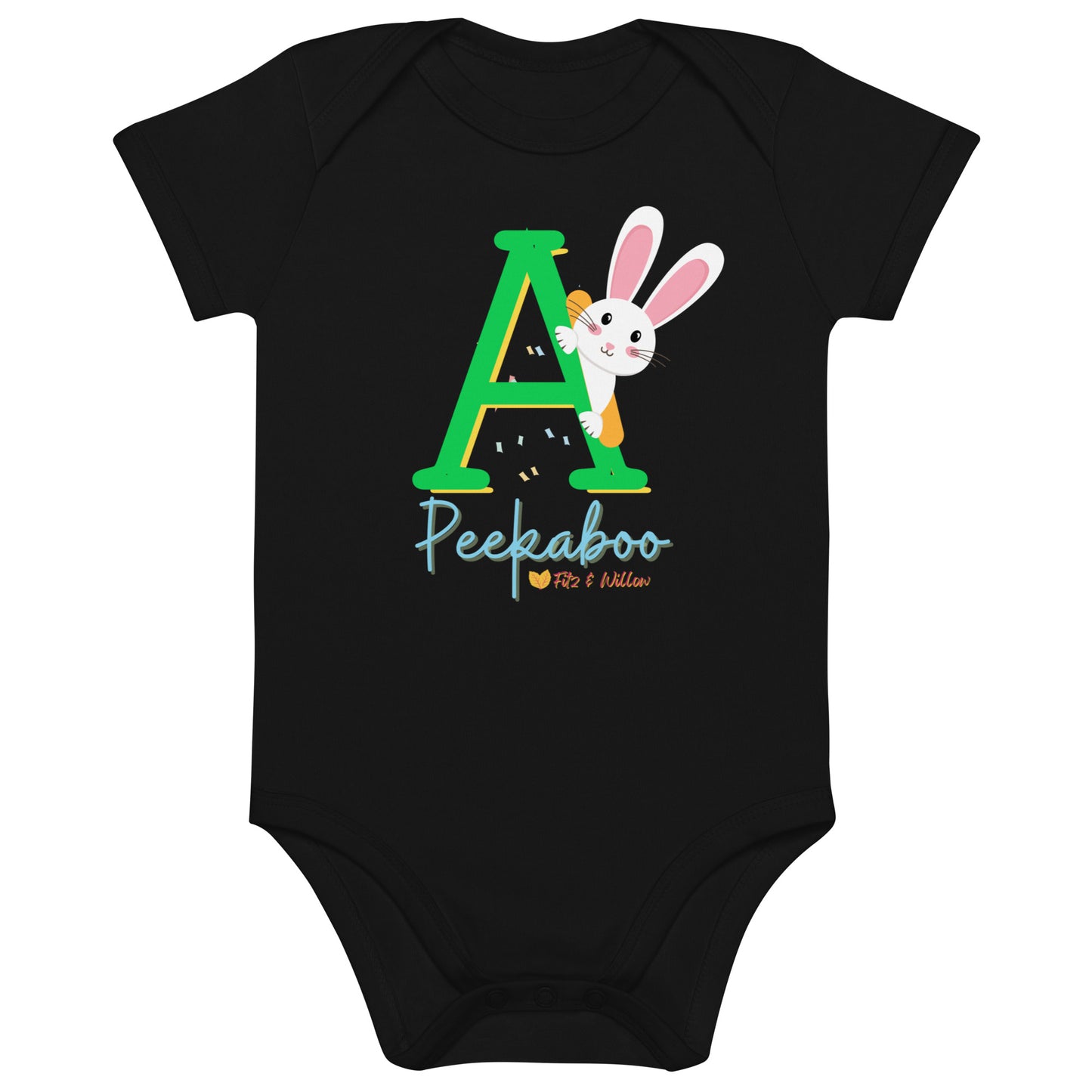 Organic cotton baby bodysuit, Letter A - Fitz & willow - Fitz & Willow