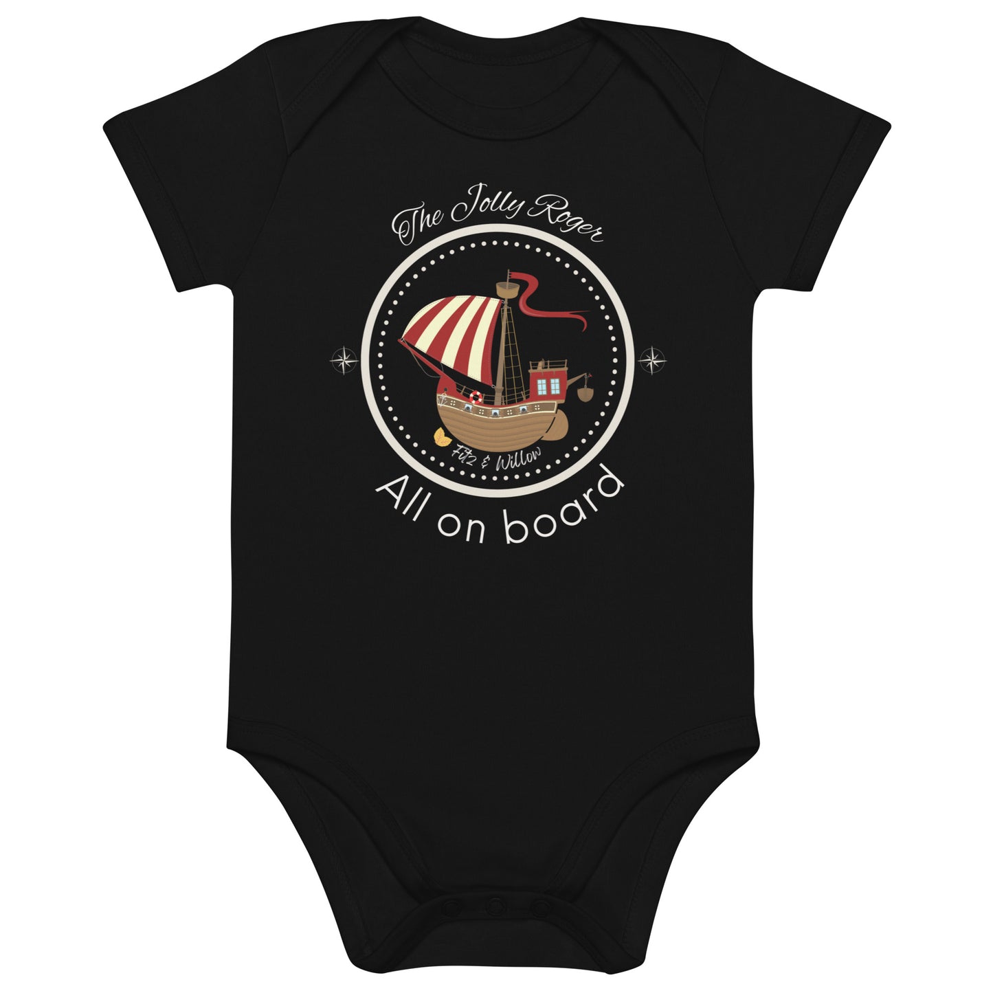 Organic cotton baby bodysuit, Pirates Ahoy - Fitz & Willow - Fitz & Willow