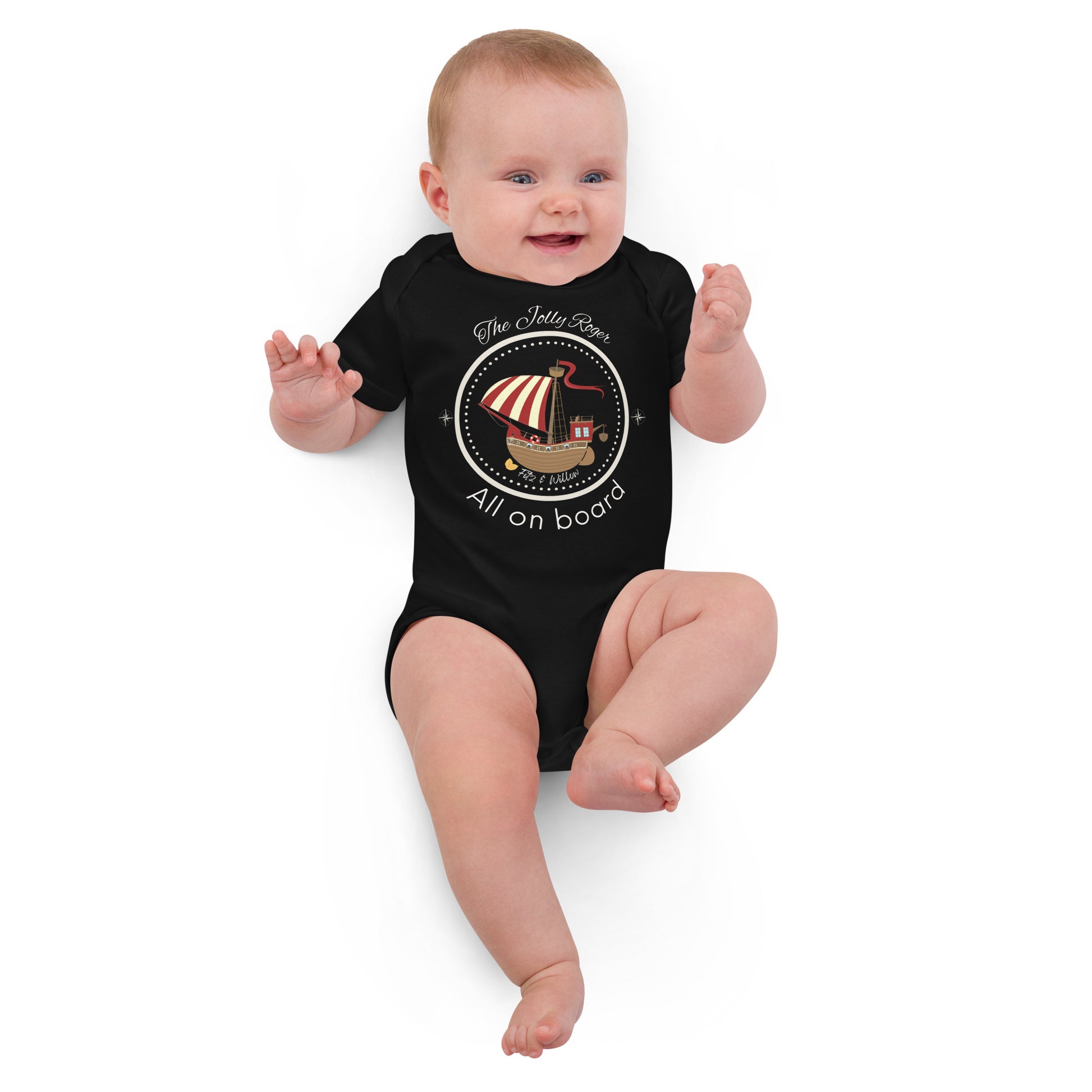 Organic cotton baby bodysuit, Pirates Ahoy - Fitz & Willow - Fitz & Willow