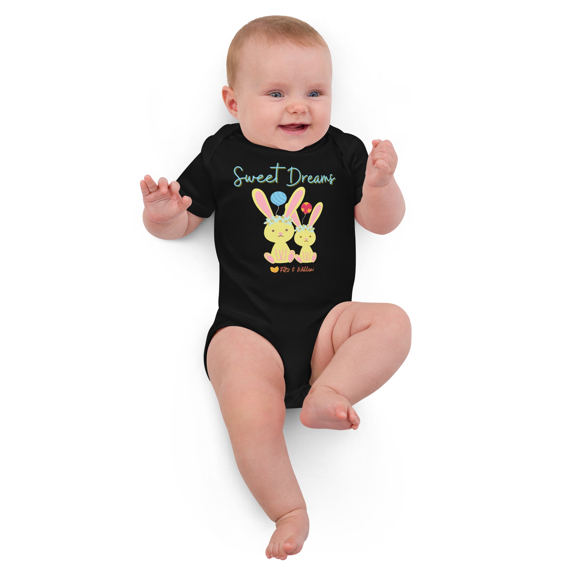 Organic cotton baby bodysuit, Sweet Dreams - Fitz & Willow - Fitz & Willow