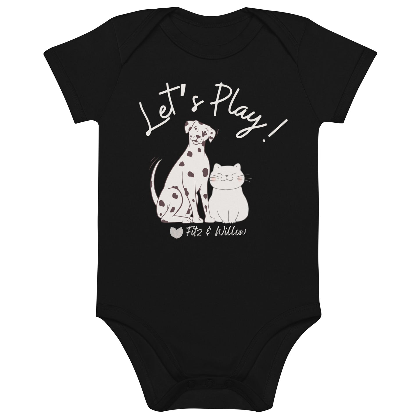 Organic cotton baby bodysuit,  Cat & Dog - Fitz & Willow