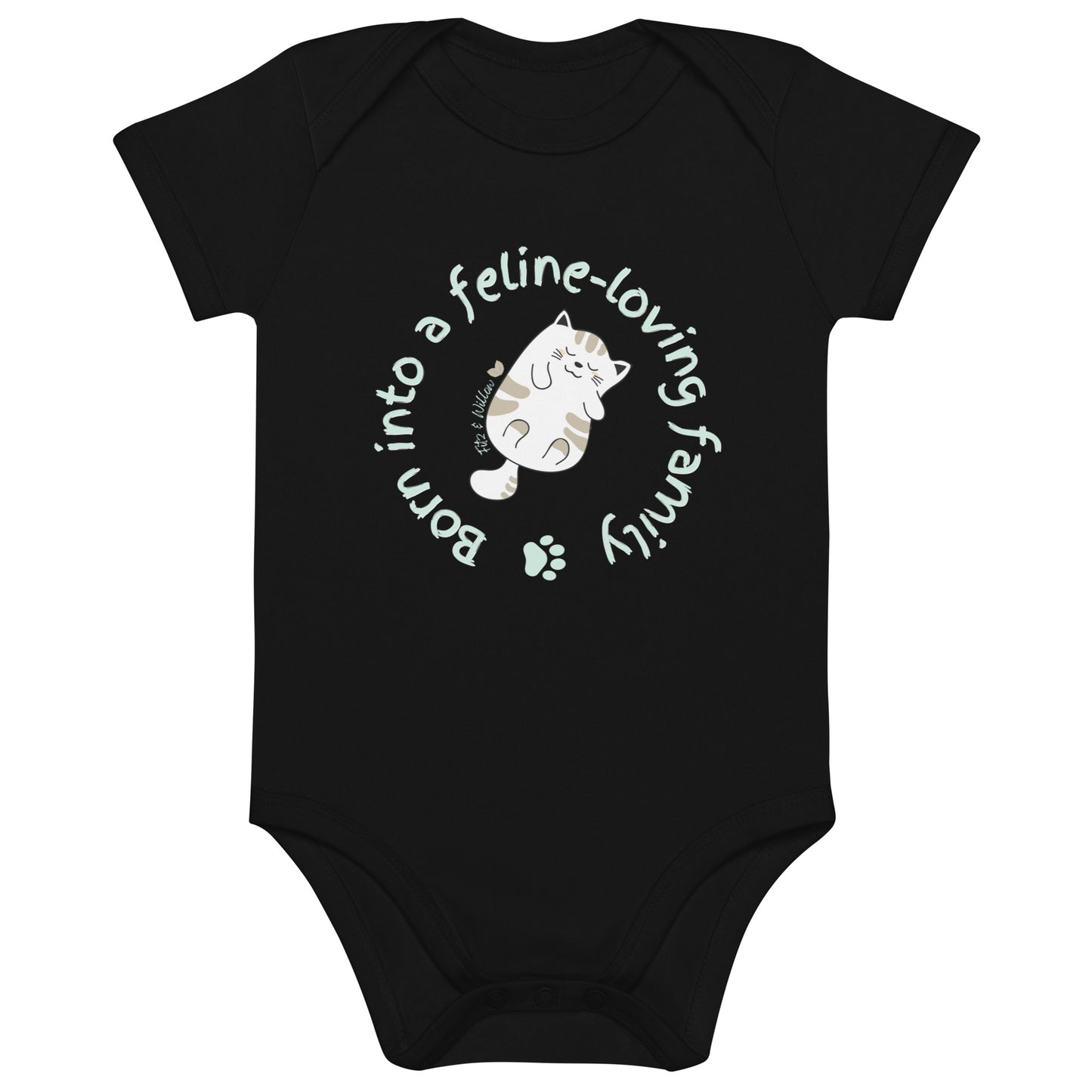 Organic cotton baby onesie, Cat lovers - Fitz & Willow