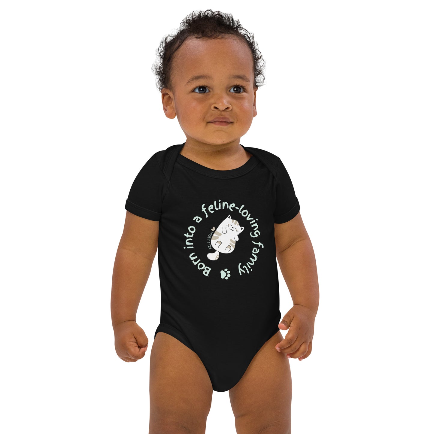 Organic cotton baby onesie, Cat lovers - Fitz & Willow