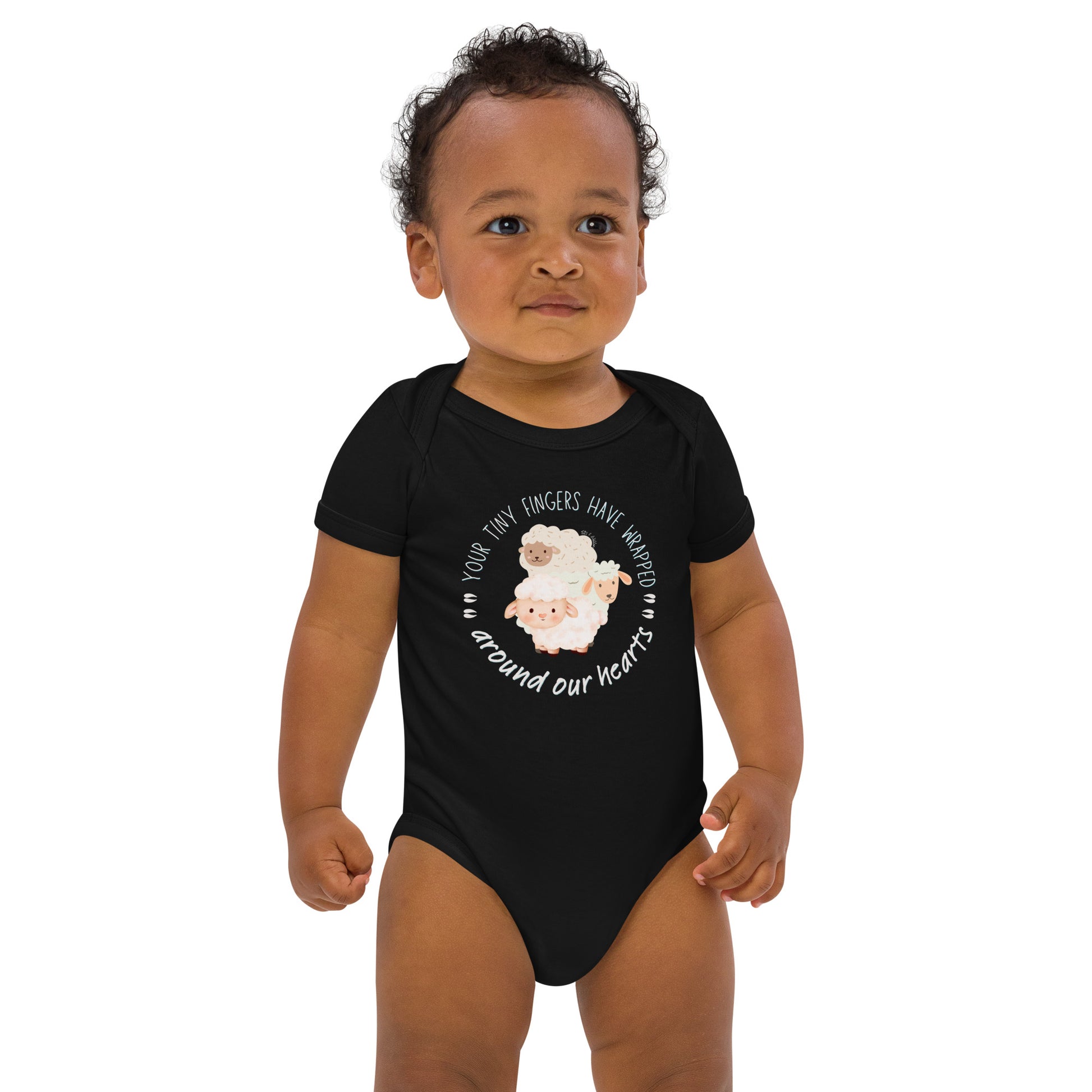 Organic cotton baby bodysuit, Sheep - Fitz & Willow