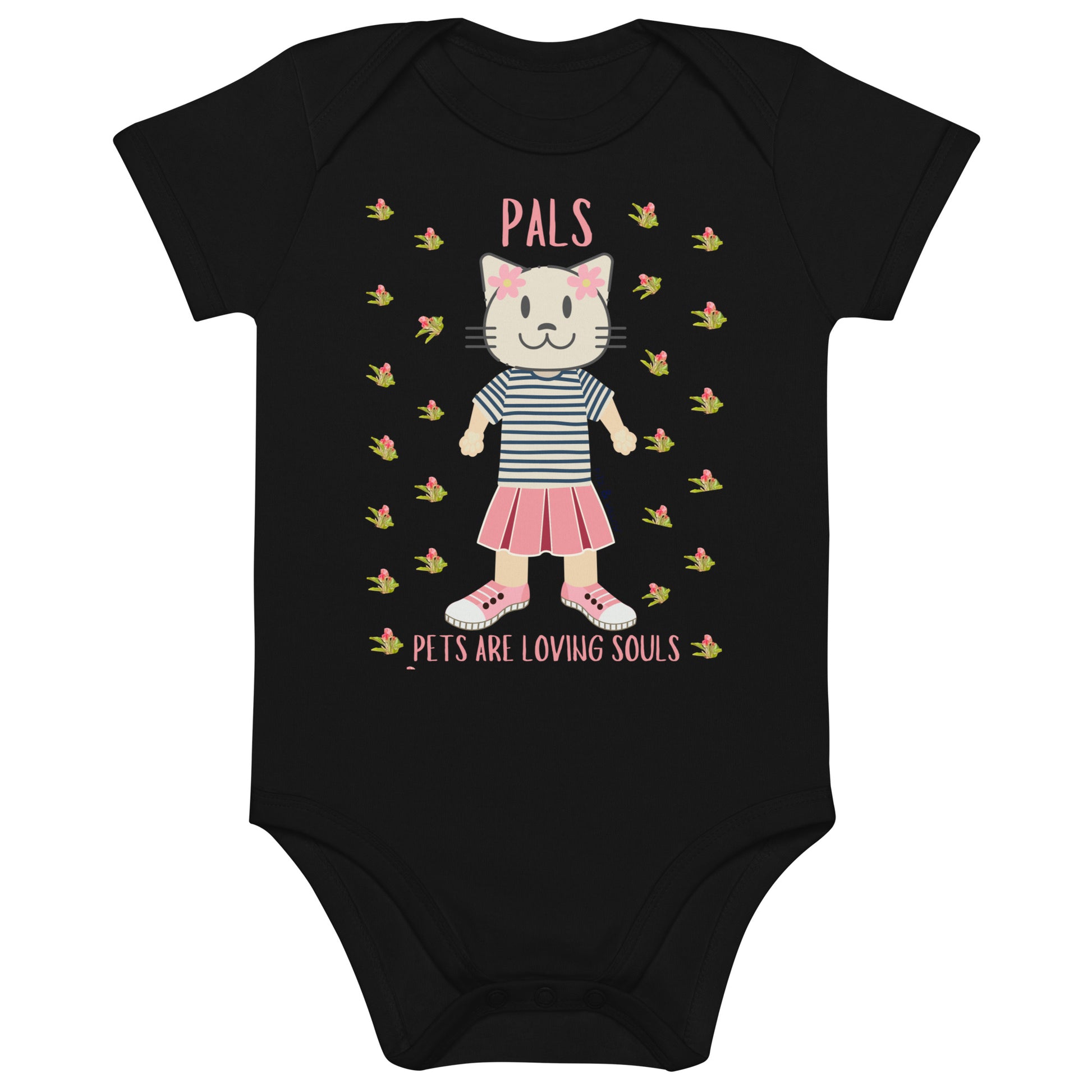 PALS, Cat themed organic cotton baby bodysuit - Fitz & Willow