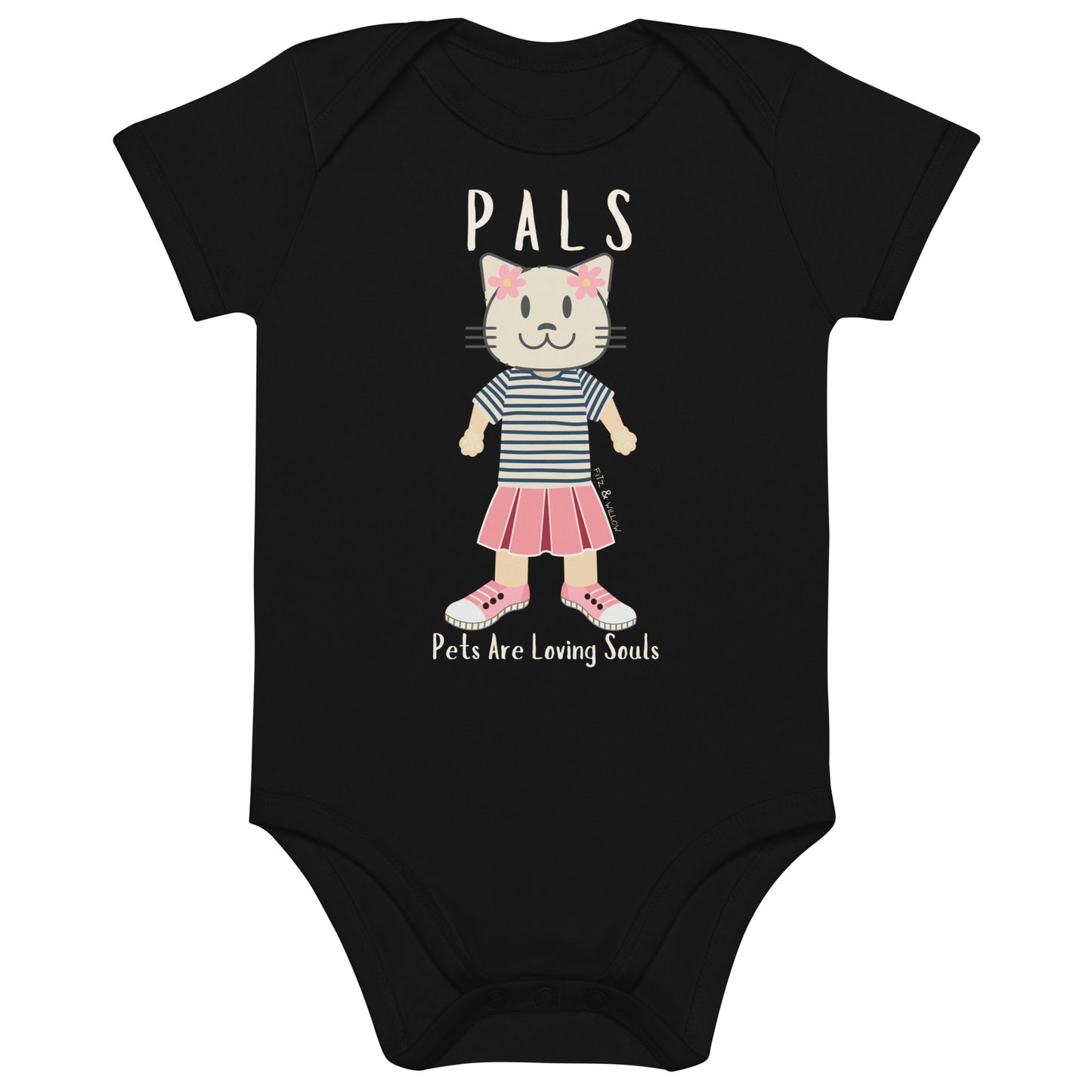 PALS, Cat themed organic baby bodysuit - Fitz & Willow