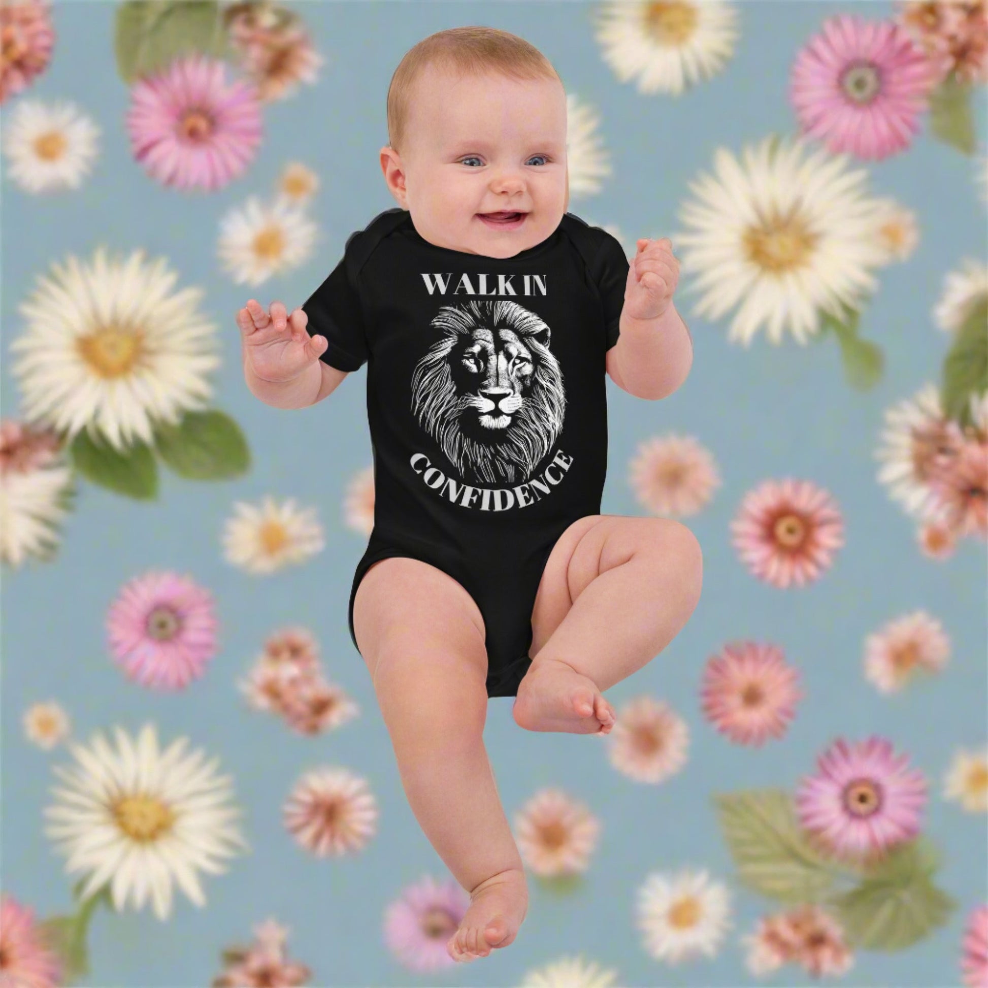 Lion Confidence, Organic cotton newborn shortsleeved bodysuit - Fitz & Willow