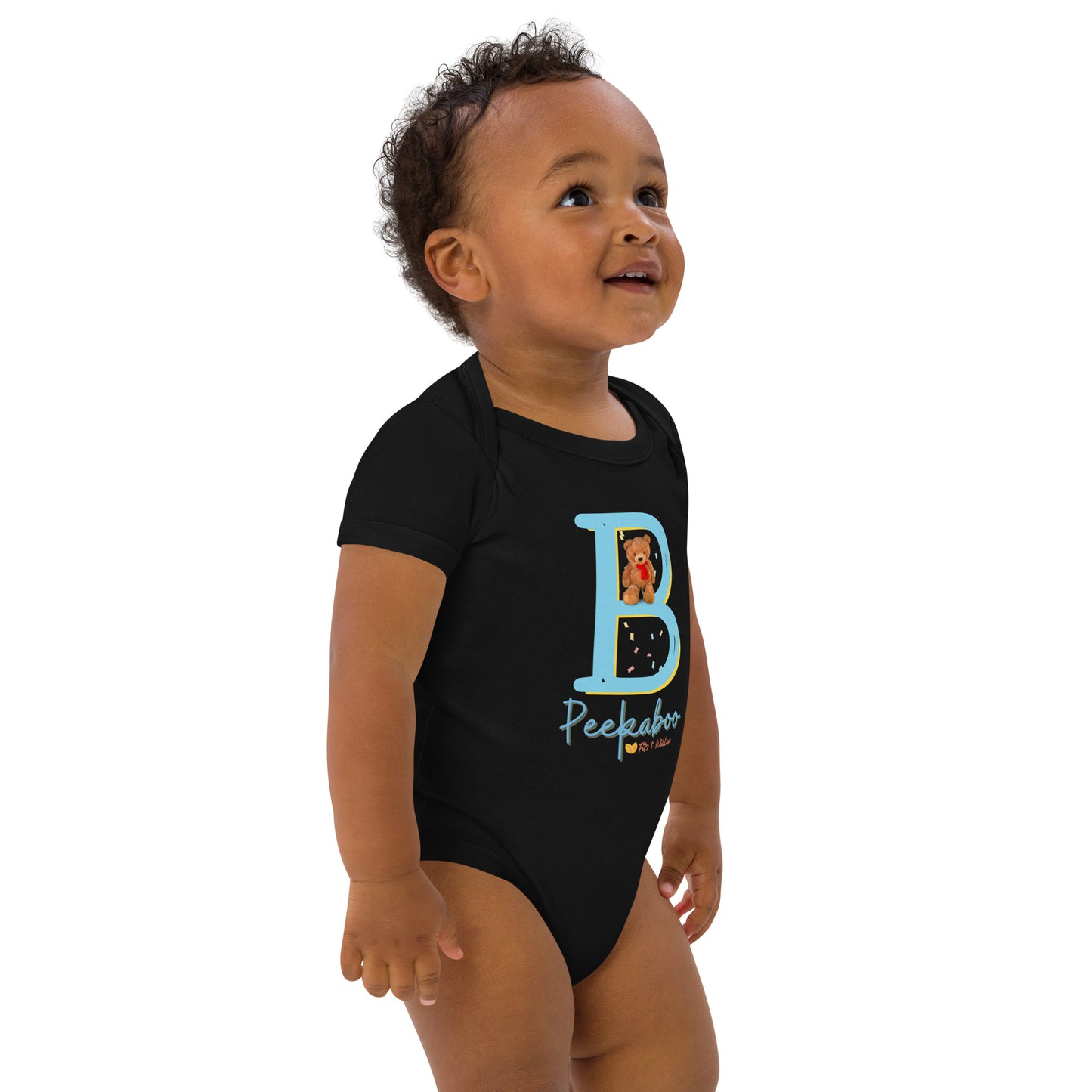 Organic cotton baby bodysuit, Letter B - Fitz & Willow - Fitz & Willow