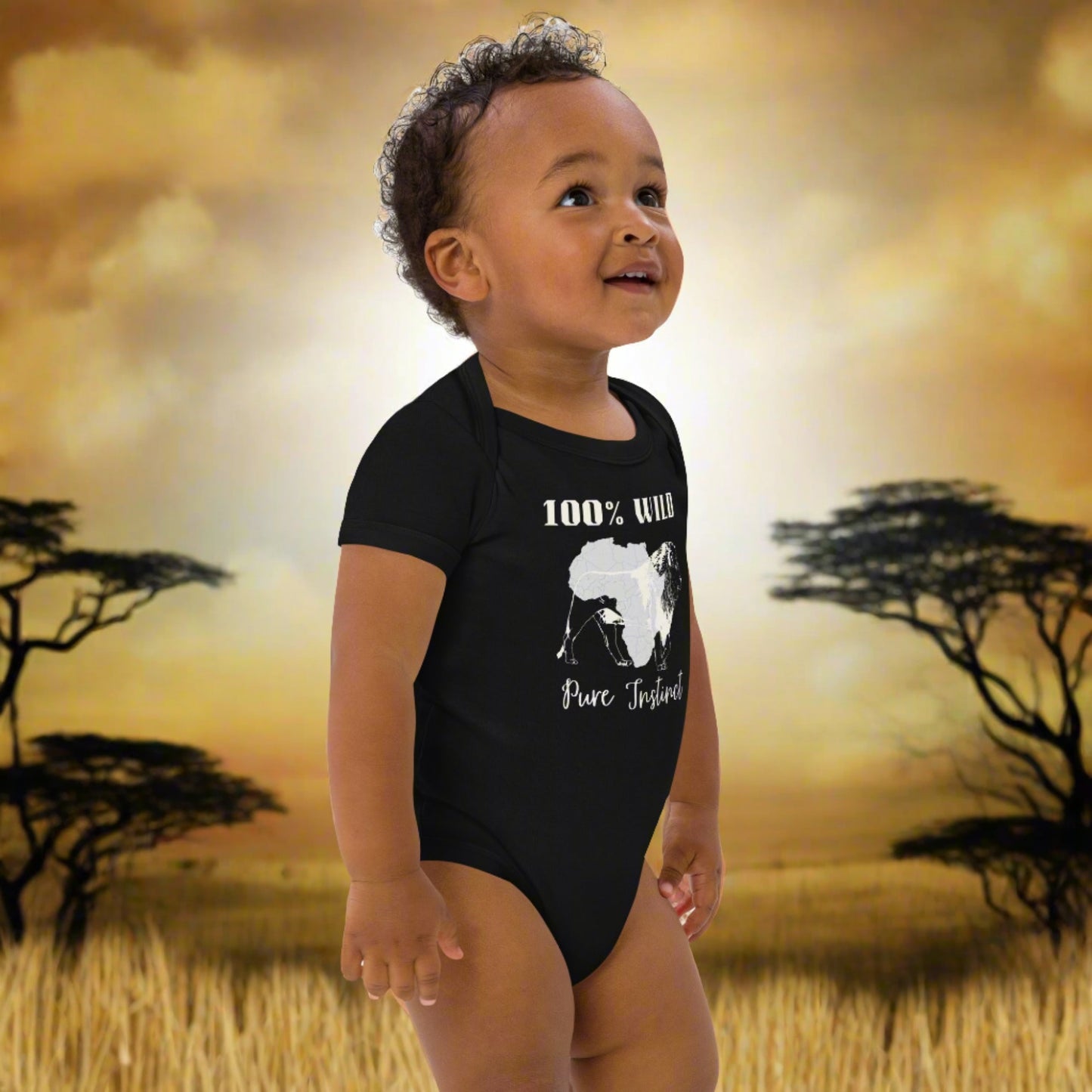 African Lion, Organic cotton newborn shortsleeved  bodysuit - Fitz & Willow