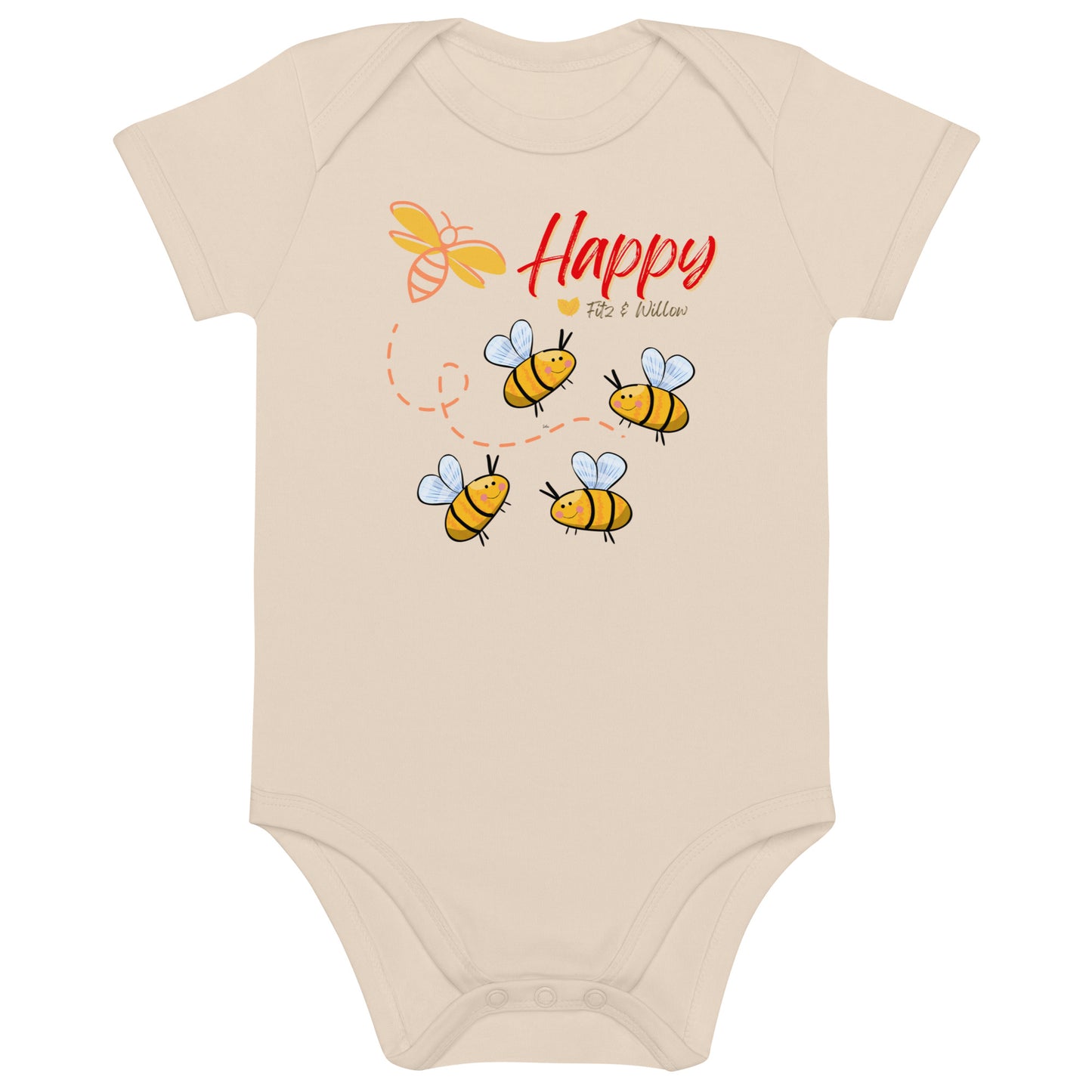 Organic cotton newborn bodysuit, Bees - Fitz & Willow