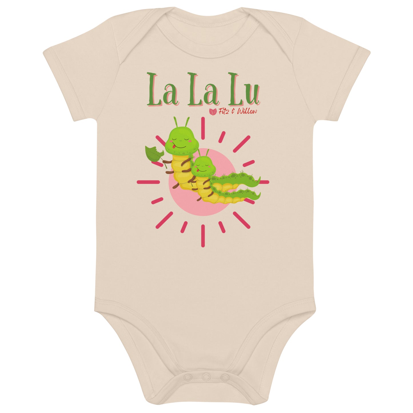 Organic cotton newborn bodysuit, short sleeve, La, La, Lu, - Fitz & Willow