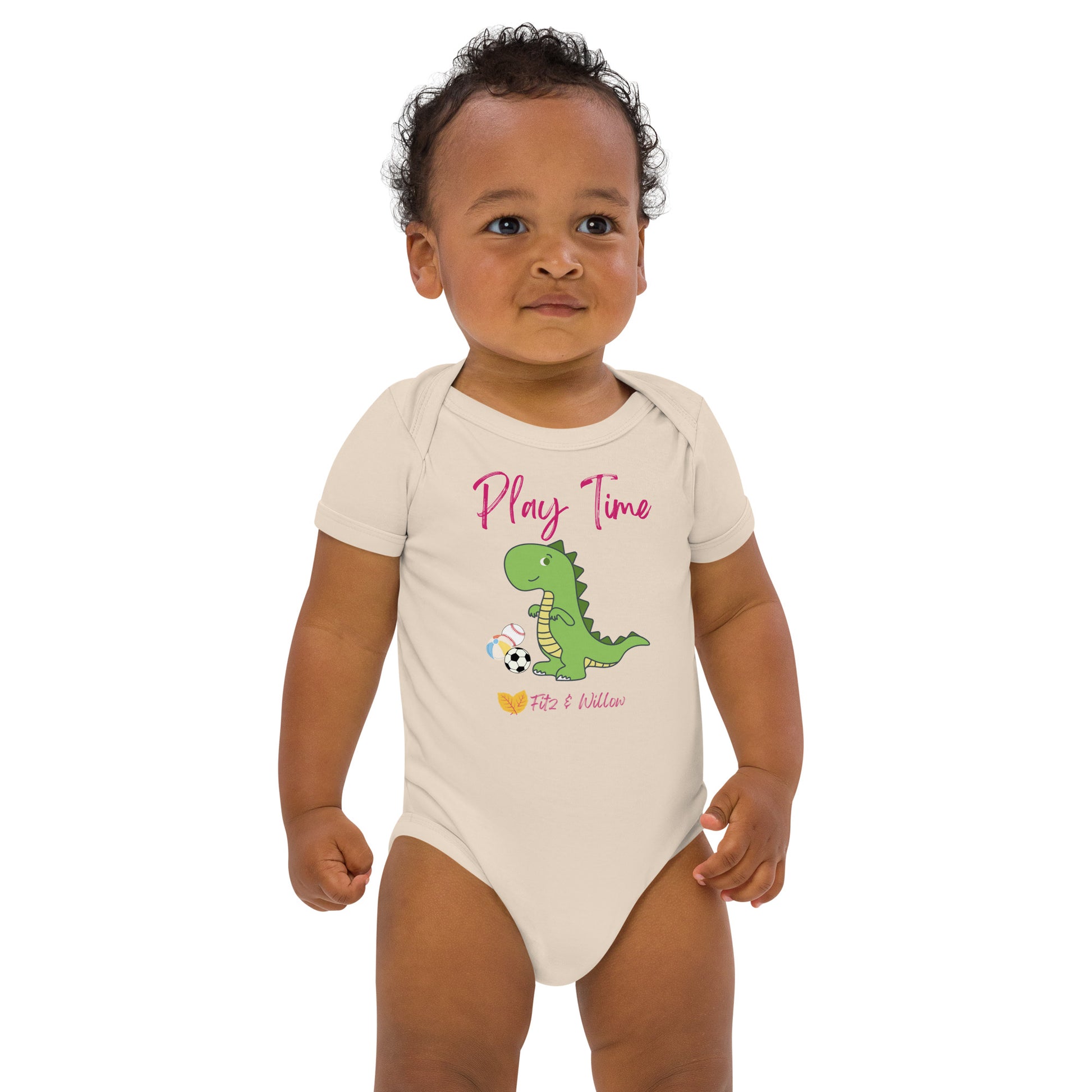 Organic cotton baby bodysuit, dinosaur - Fitz & Willow - Fitz & Willow