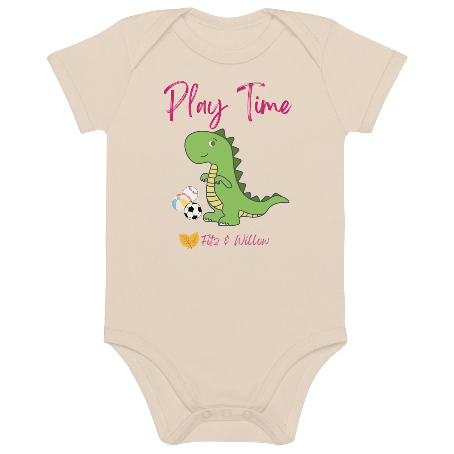 Organic cotton baby bodysuit, dinosaur - Fitz & Willow - Fitz & Willow