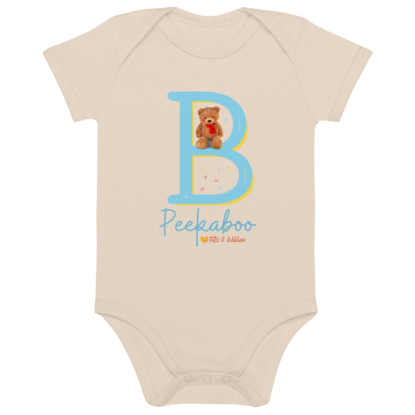 Organic cotton baby bodysuit, Letter B - Fitz & Willow - Fitz & Willow