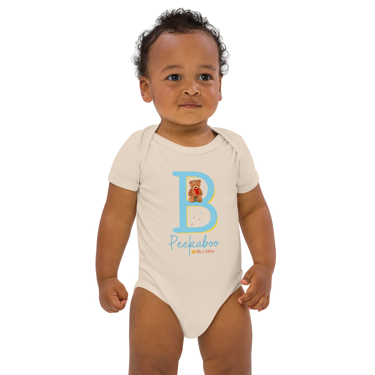 Organic cotton baby bodysuit, Letter B - Fitz & Willow - Fitz & Willow