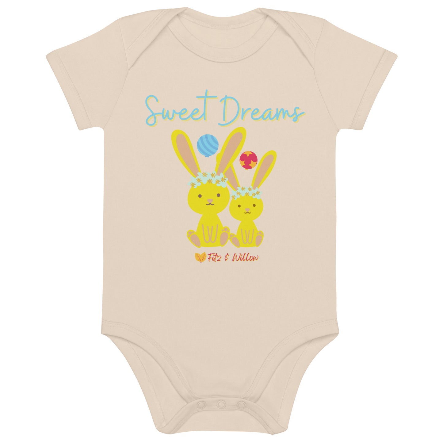 Organic cotton baby bodysuit, Sweet Dreams - Fitz & Willow - Fitz & Willow