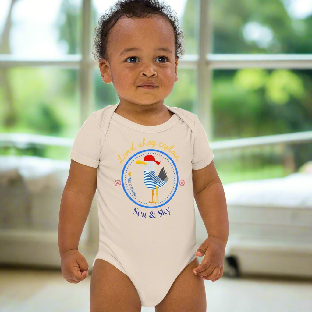 Organic cotton baby bodysuit, Sea & Sky - Fitz & Willow - Fitz & Willow