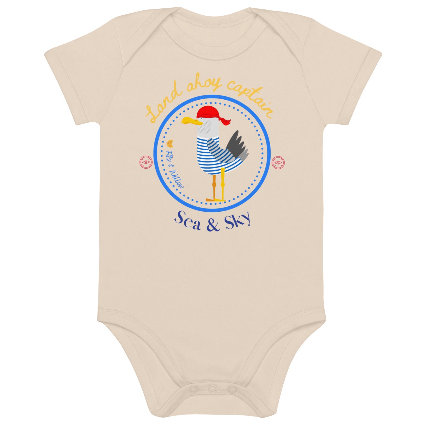 Organic cotton baby bodysuit, Sea & Sky - Fitz & Willow - Fitz & Willow