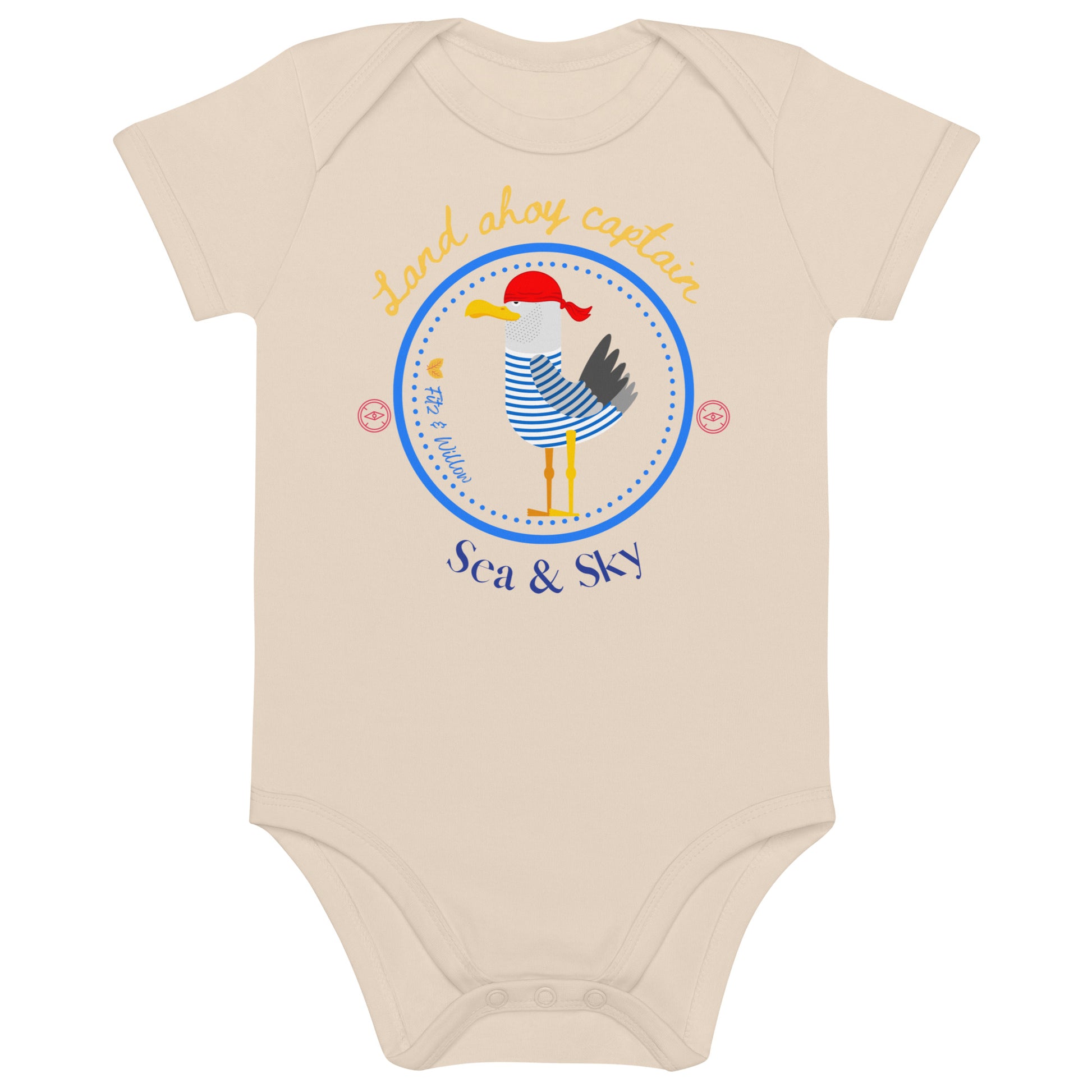 Organic cotton baby bodysuit, Sea & Sky - Fitz & Willow - Fitz & Willow