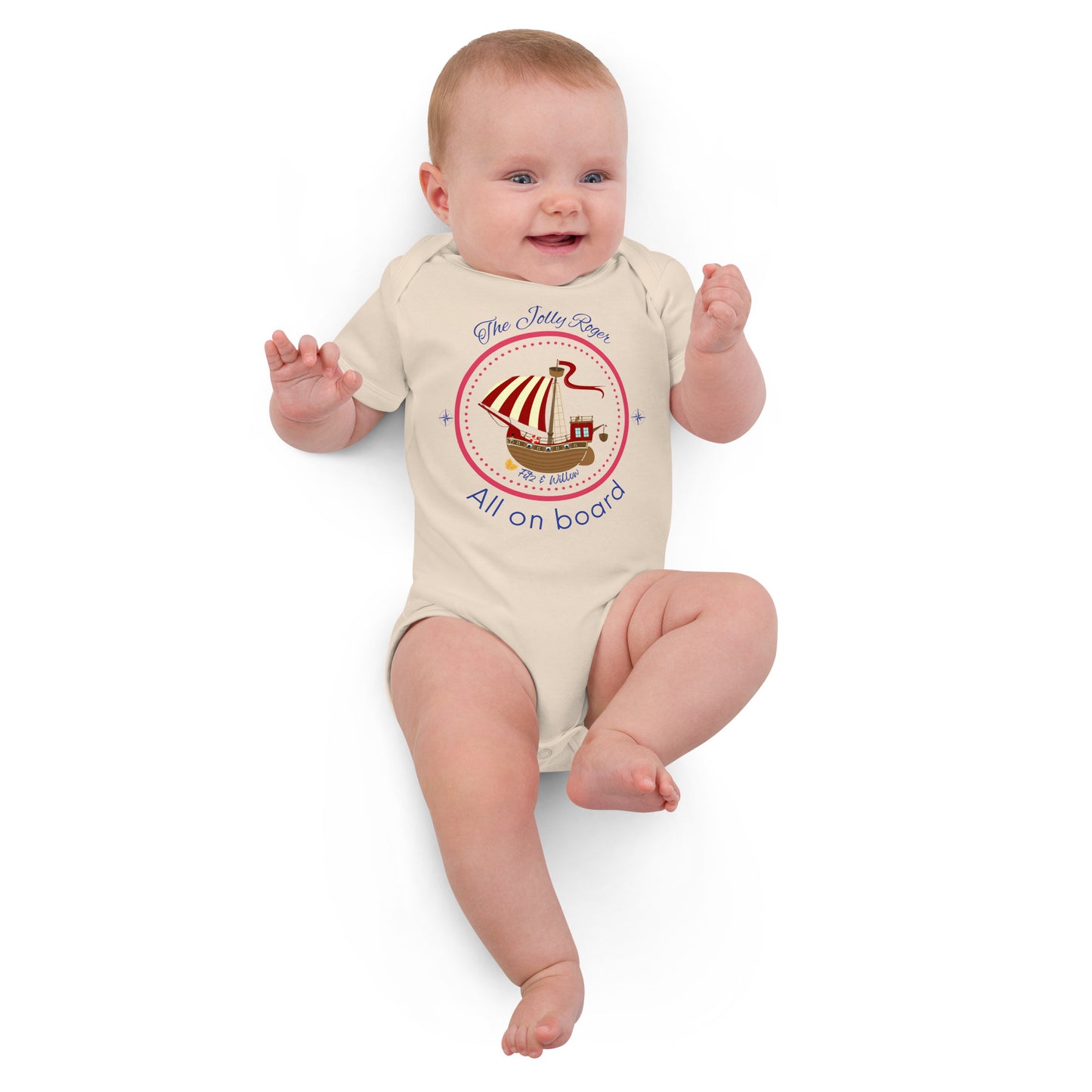 Organic cotton baby bodysuit, Pirates Ahoy - Fitz & Willow - Fitz & Willow