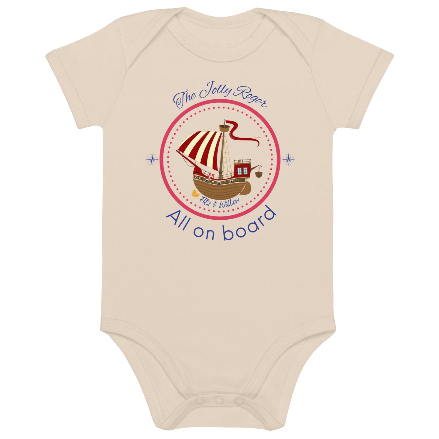 Organic cotton baby bodysuit, Pirates Ahoy - Fitz & Willow - Fitz & Willow