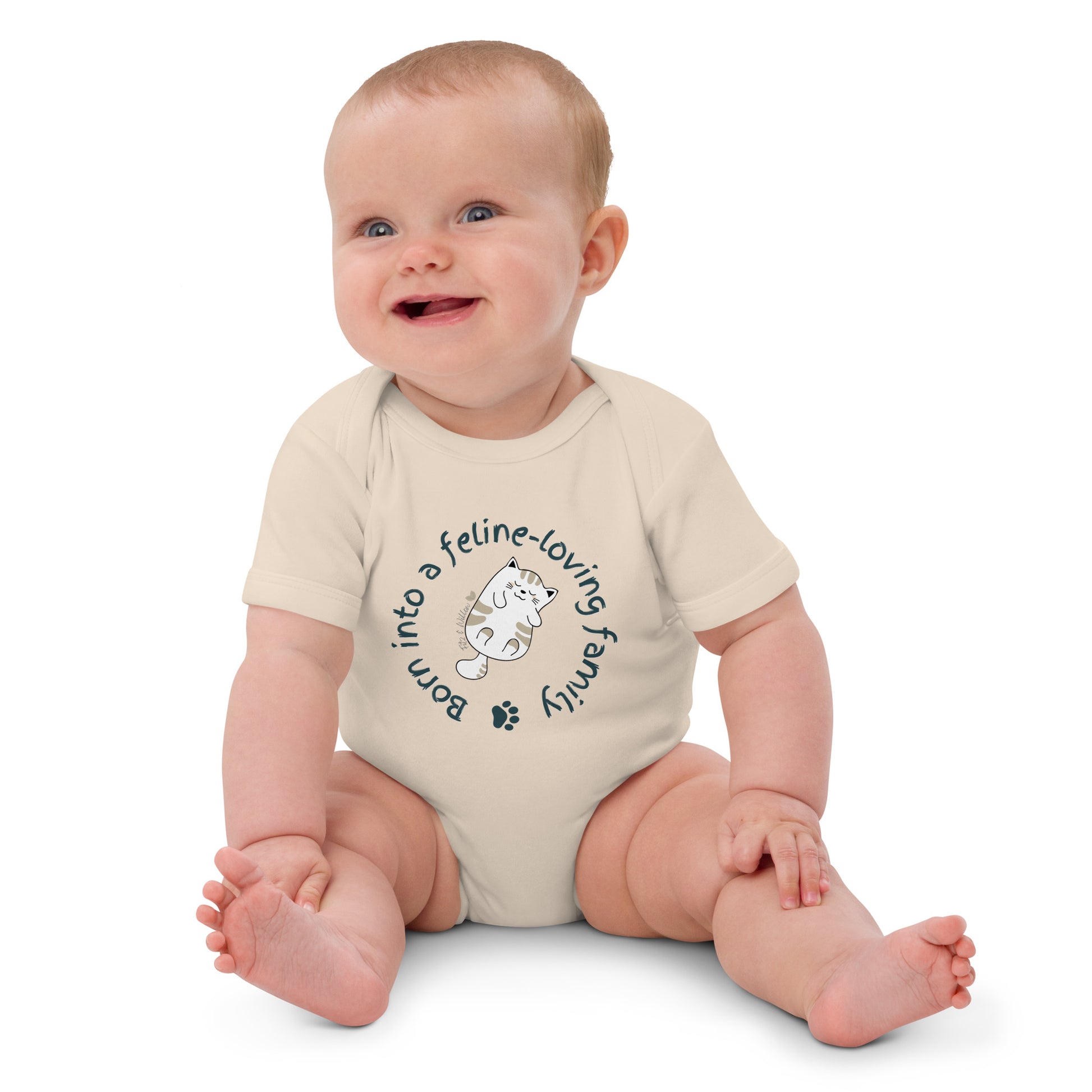 Organic cotton baby onesie, Cat lovers - Fitz & Willow