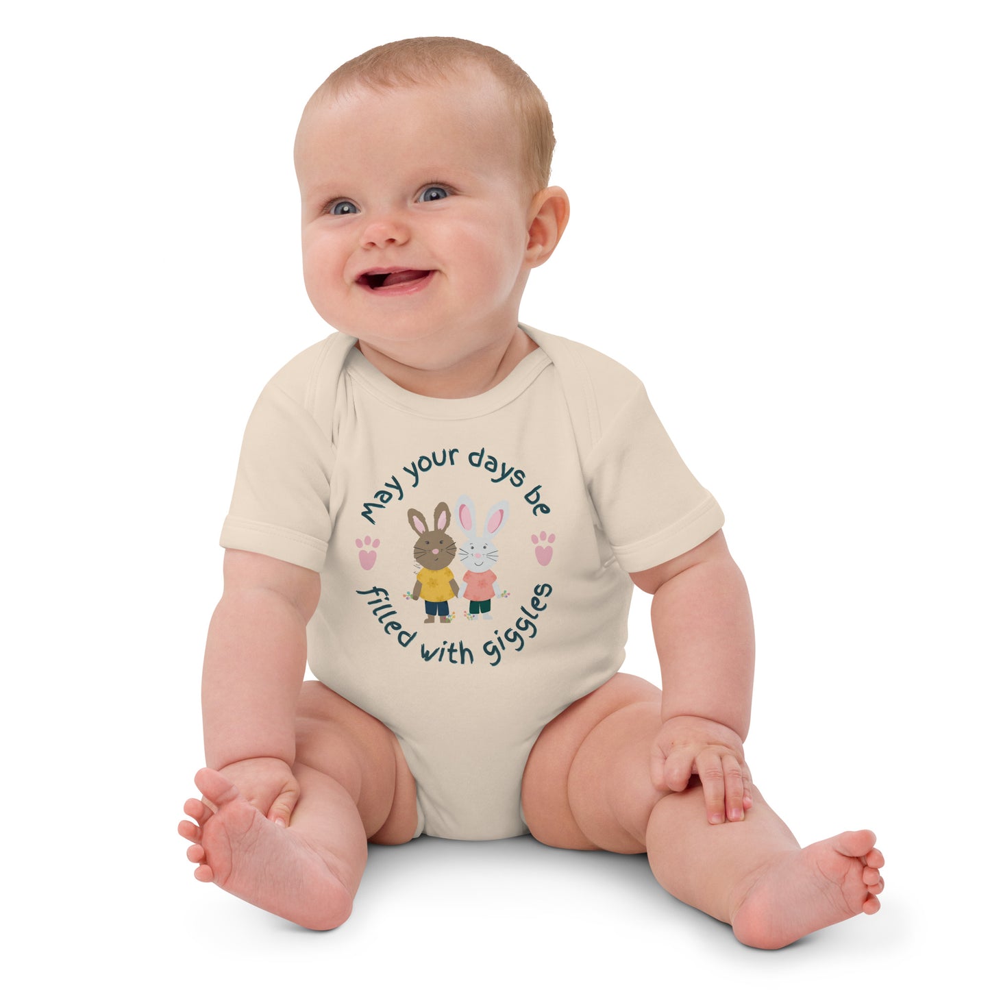 Organic cotton baby bodysuit, Giggles - Fitz & Willow