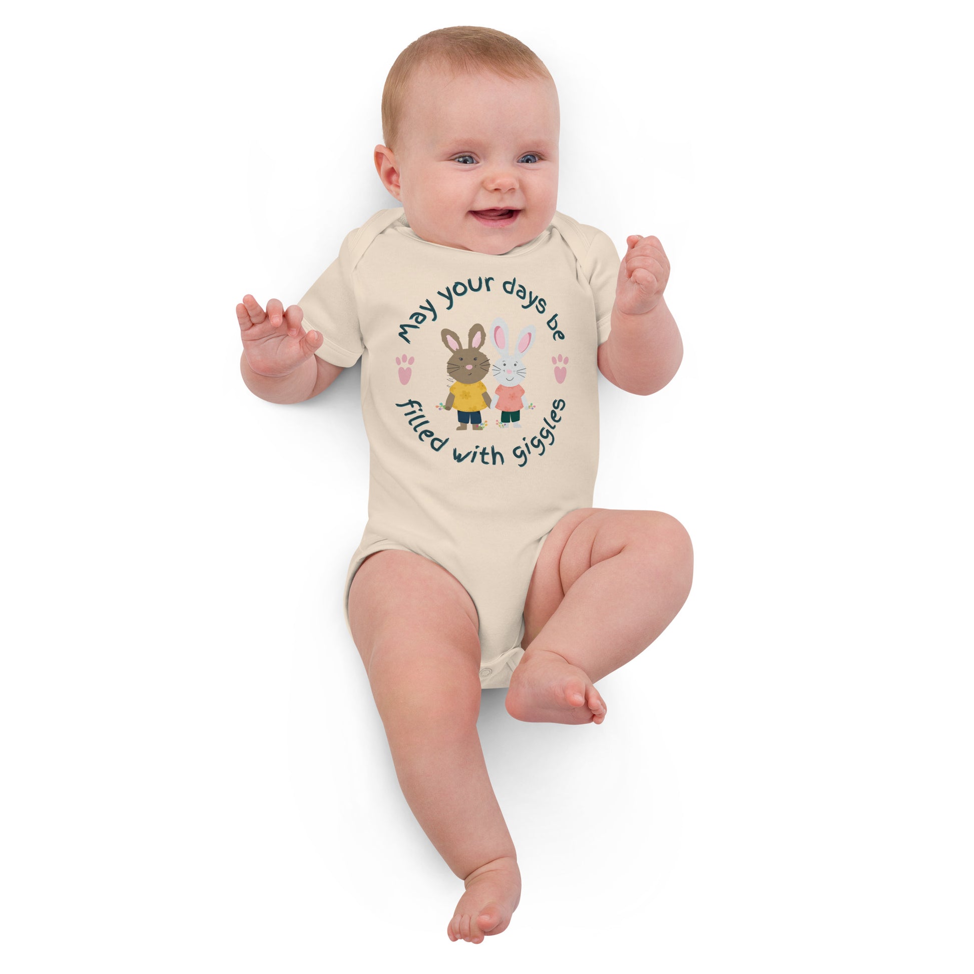 Organic cotton baby bodysuit, Giggles - Fitz & Willow