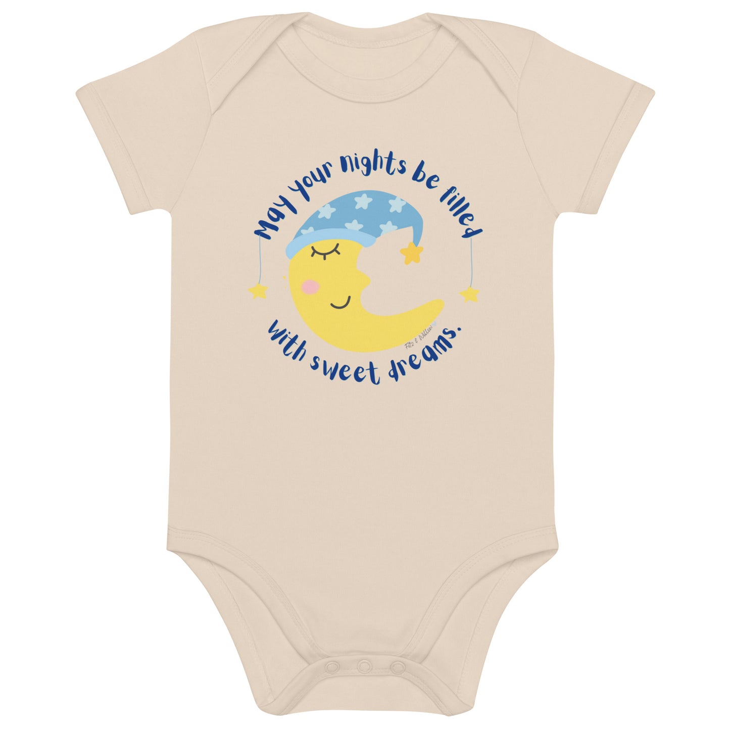 Organic cotton baby bodysuit, Sweet Dreams - Fitz & Willow