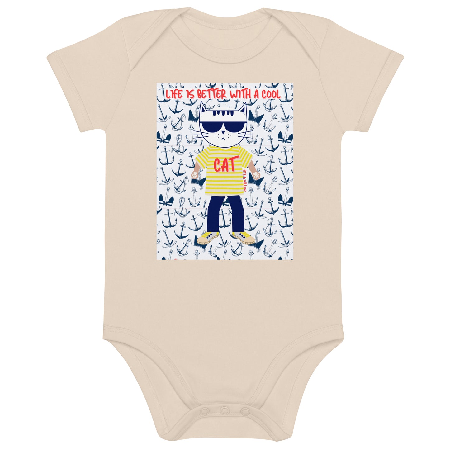 Cool Cat, Organic cotton newborn bodysuit - Fitz & Willow