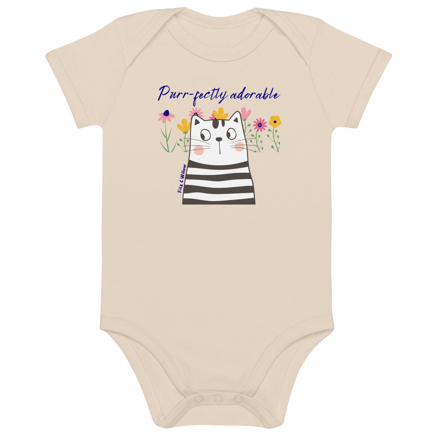 Funny cat design, newborn bodysuit, organic cotton - Fitz & Willow