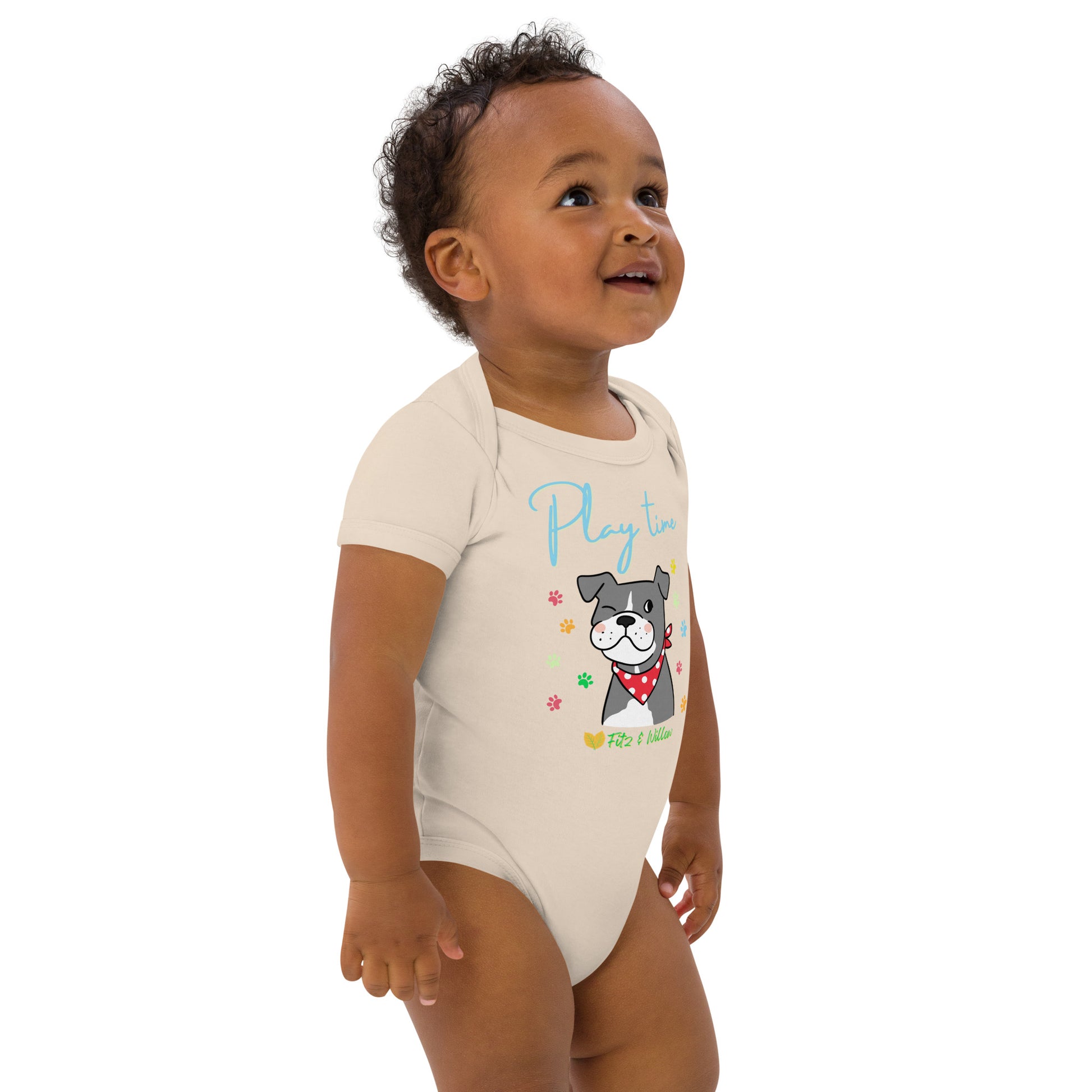 Organic cotton baby bodysuit, Dog Play time - Fitz & Willow - Fitz & Willow