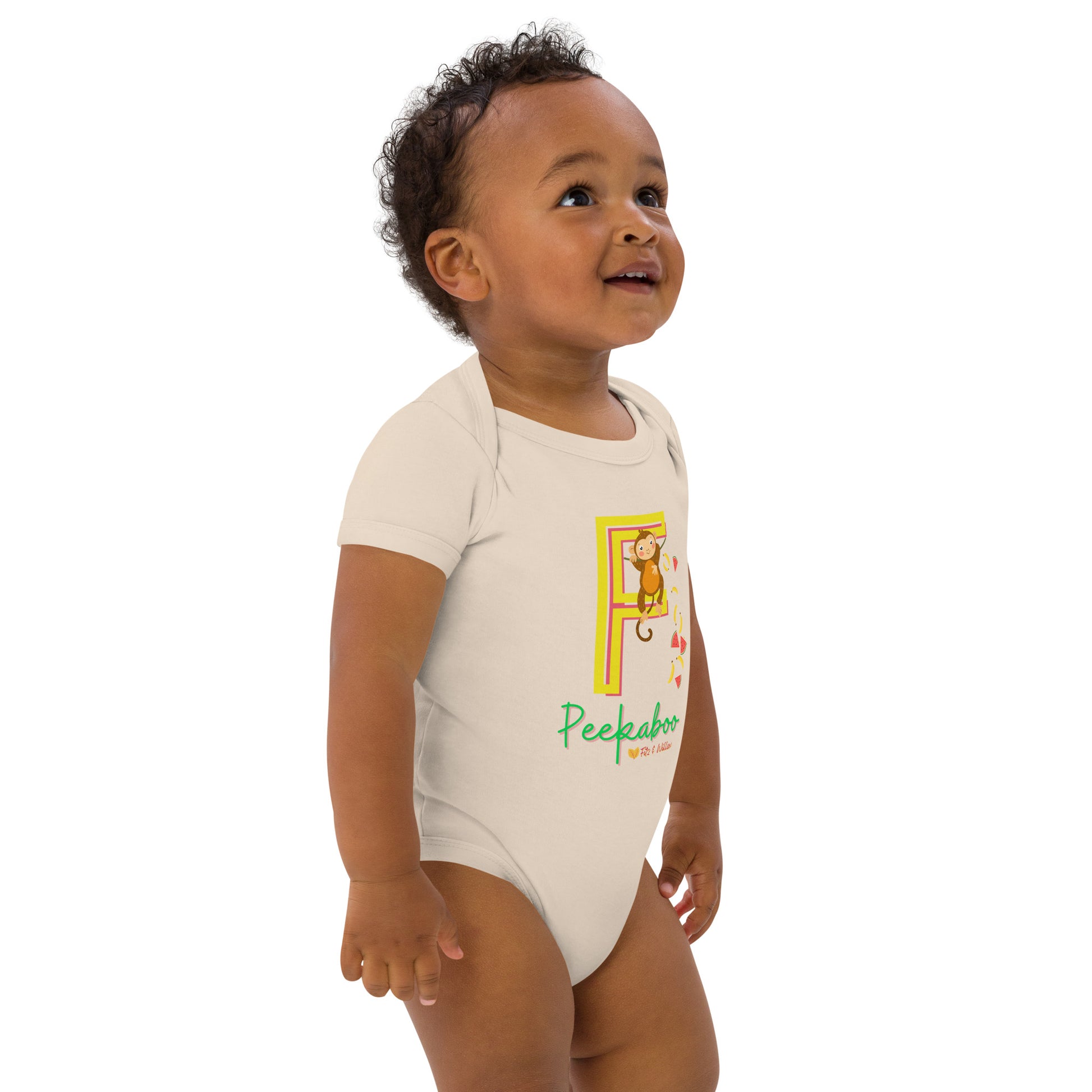 Organic cotton baby bodysuit, Letter F - Fitz & Willow - Fitz & Willow