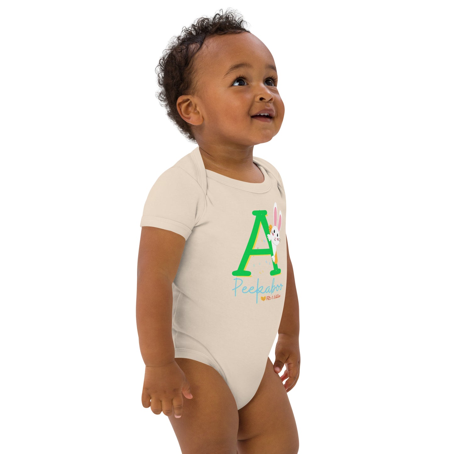 Organic cotton baby bodysuit, Letter A - Fitz & willow - Fitz & Willow