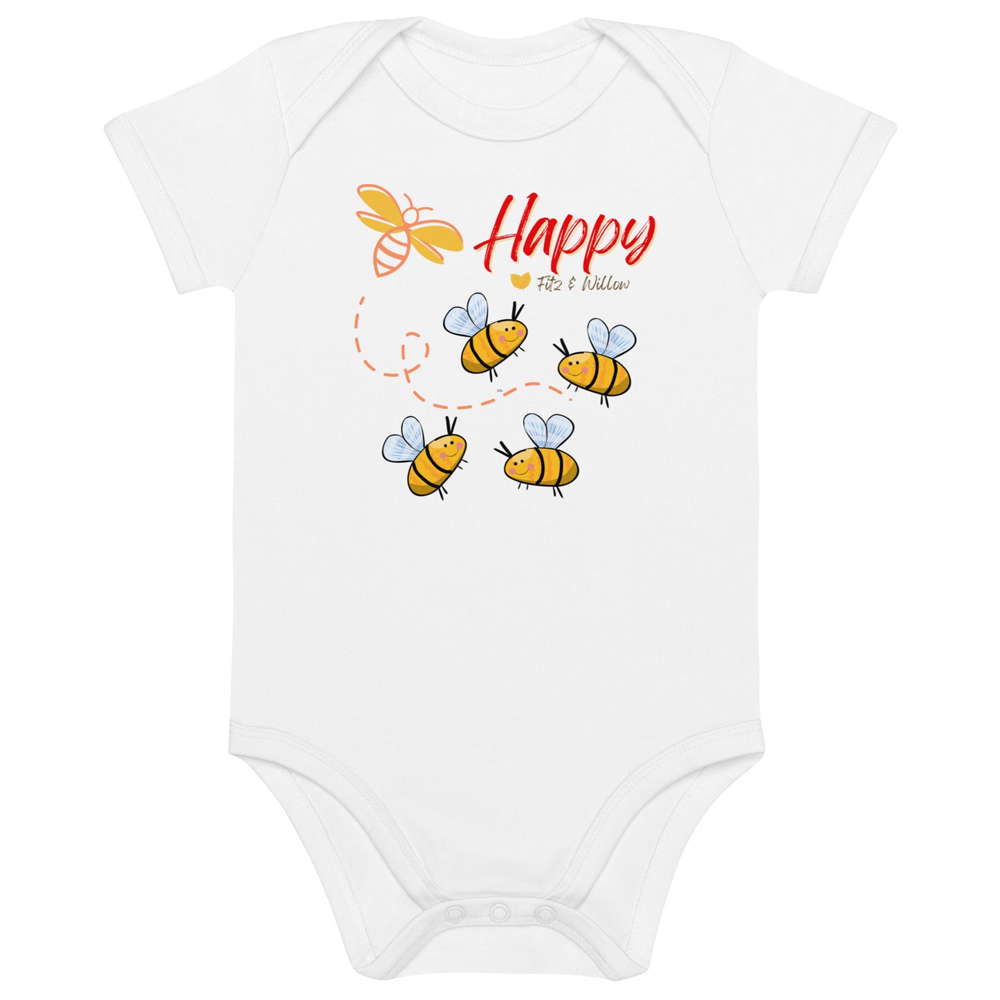 Organic cotton newborn bodysuit, Bees - Fitz & Willow