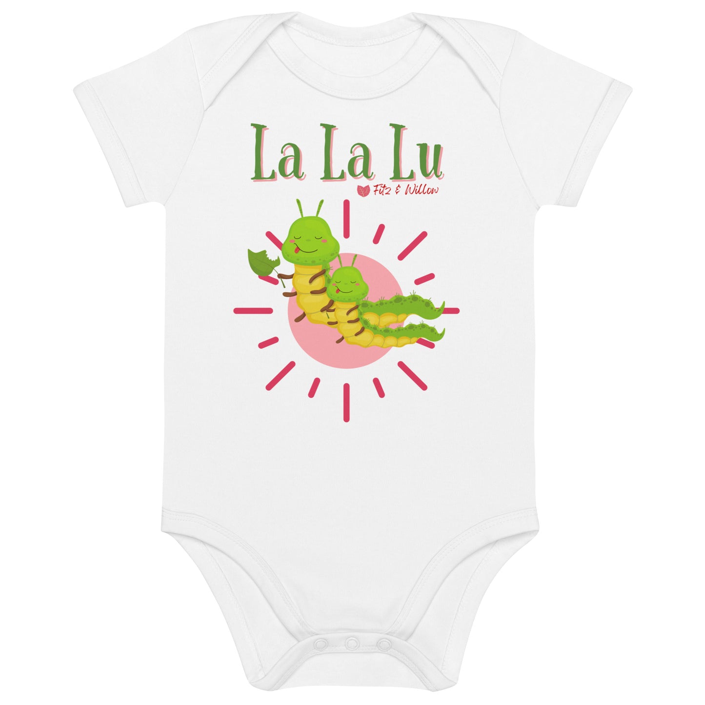 Organic cotton newborn bodysuit, short sleeve, La, La, Lu, - Fitz & Willow