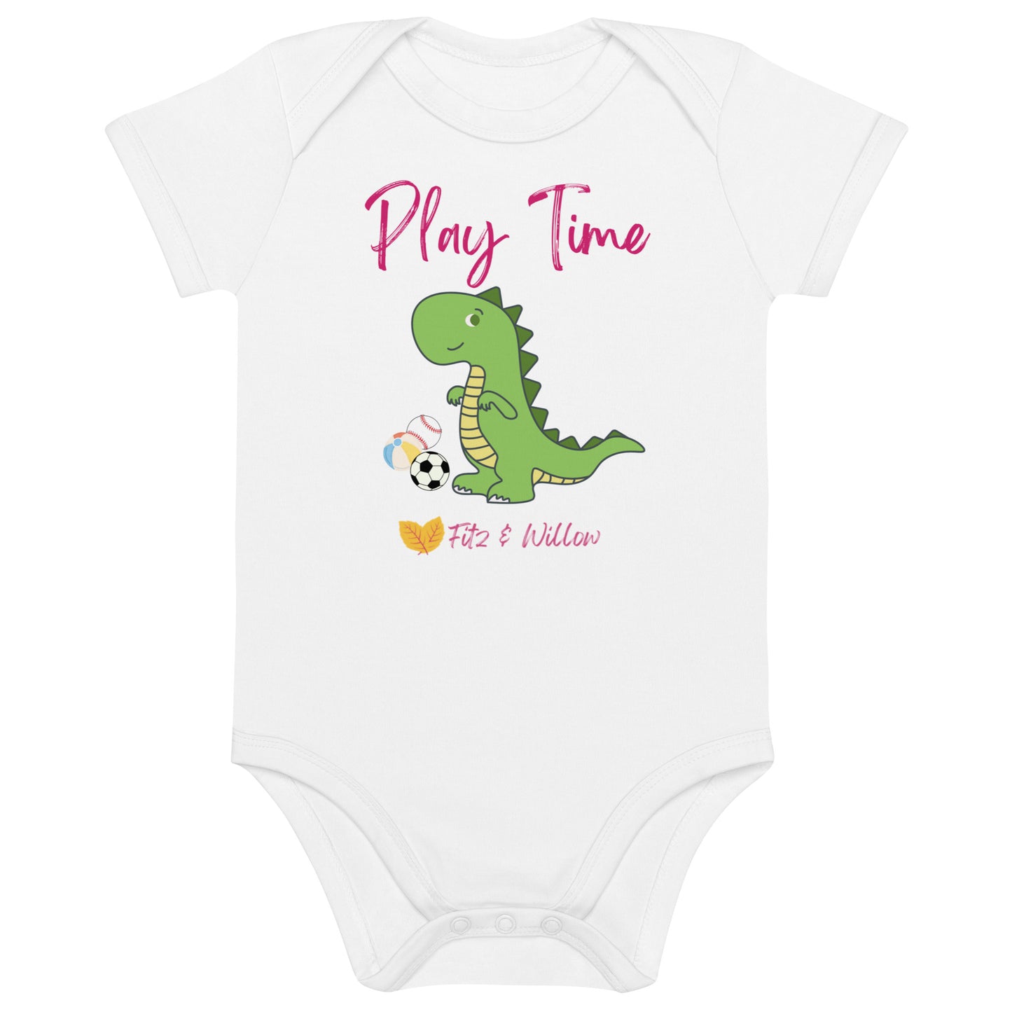 Organic cotton baby bodysuit, dinosaur - Fitz & Willow - Fitz & Willow