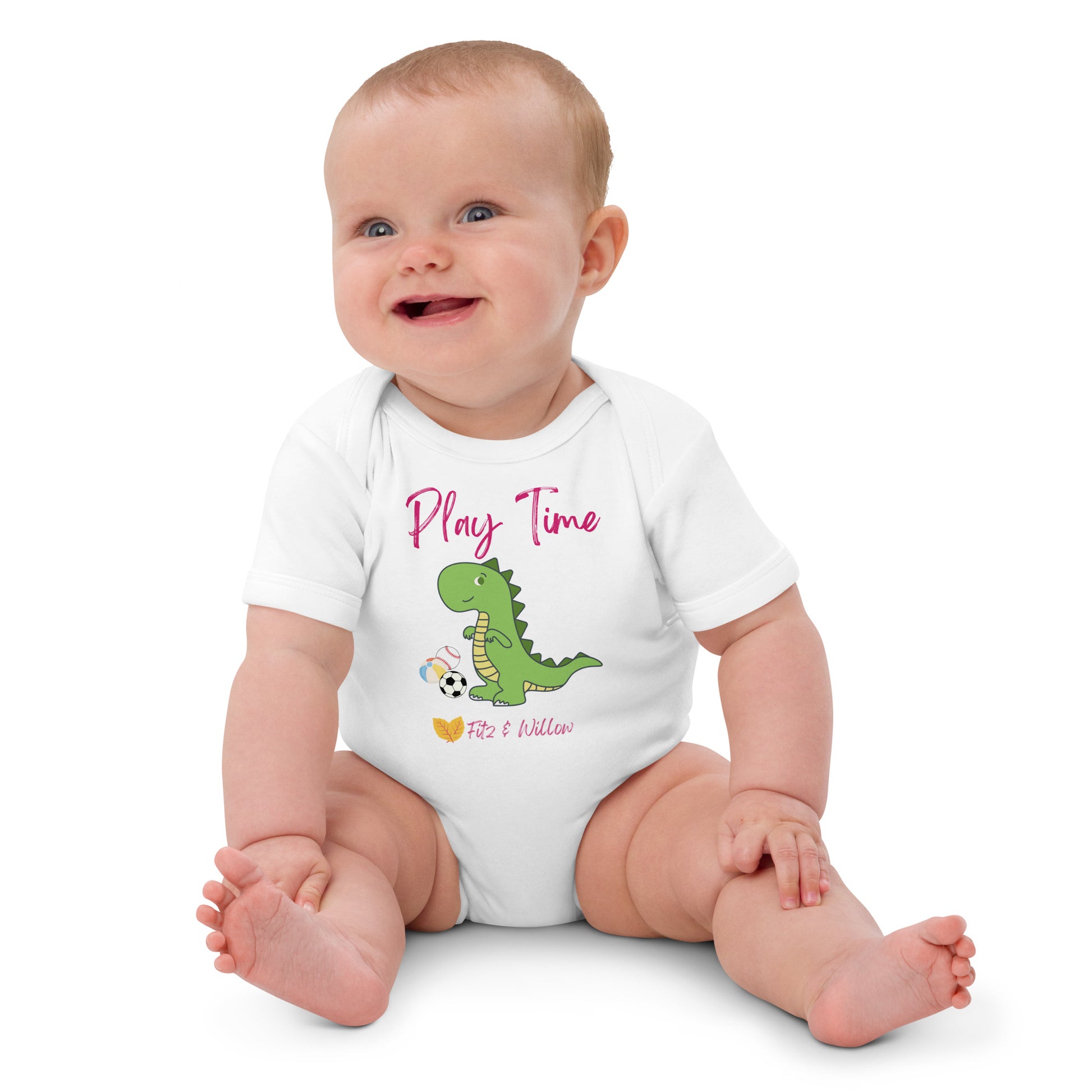 Organic cotton baby bodysuit, dinosaur - Fitz & Willow - Fitz & Willow