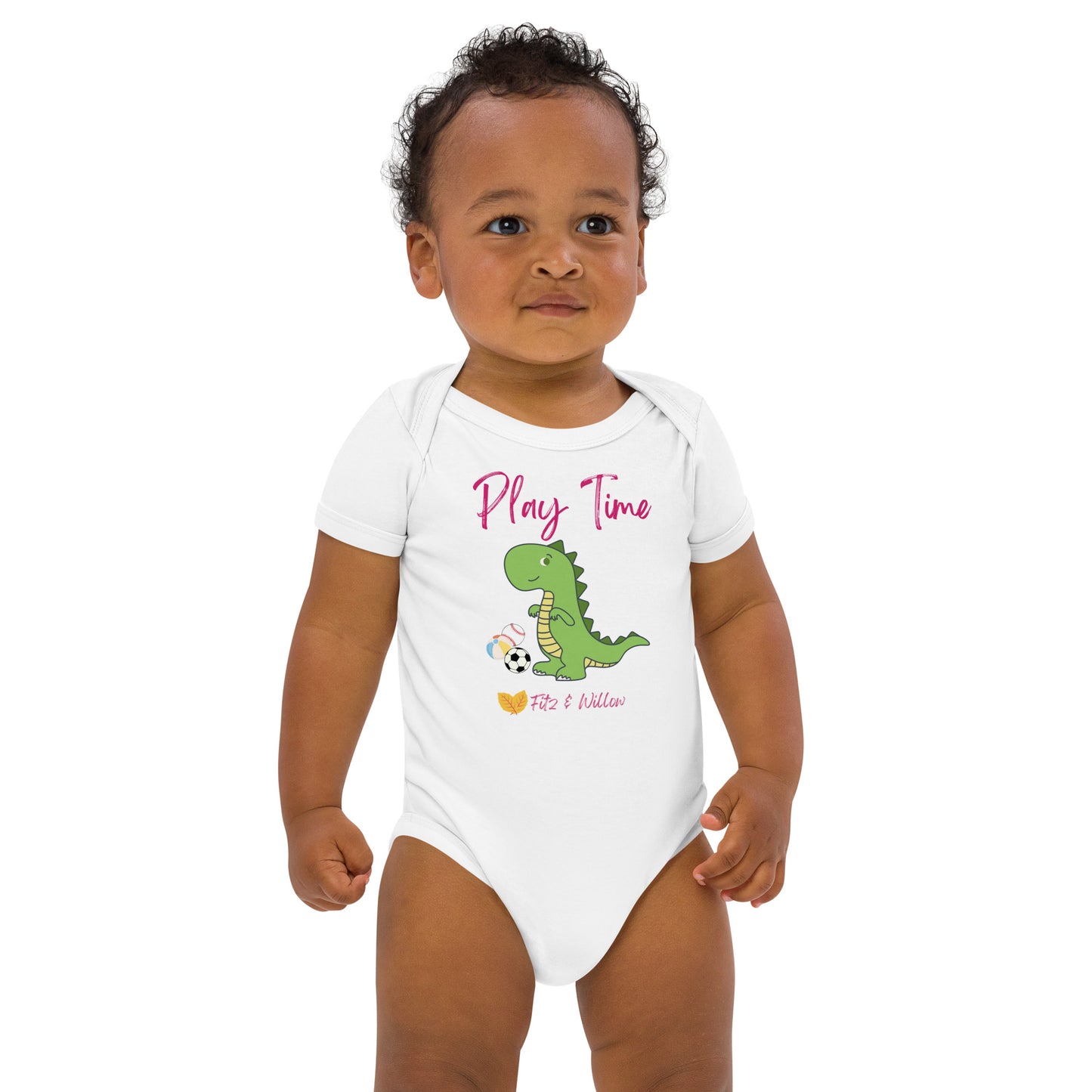 Organic cotton baby bodysuit, dinosaur - Fitz & Willow - Fitz & Willow