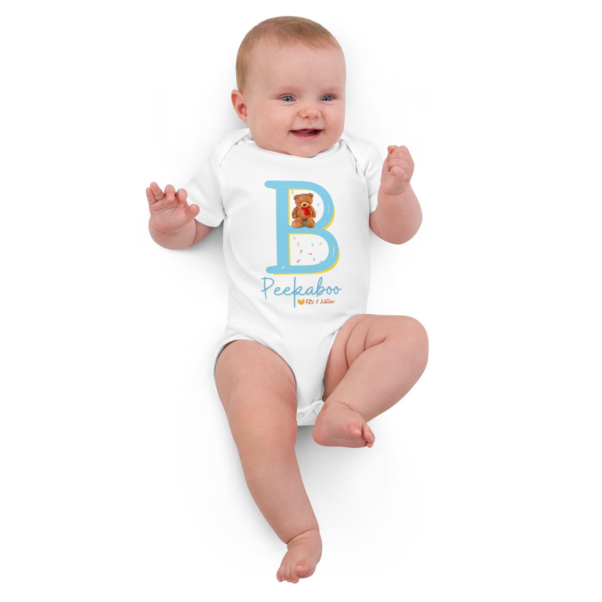 Organic cotton baby bodysuit, Letter B - Fitz & Willow - Fitz & Willow