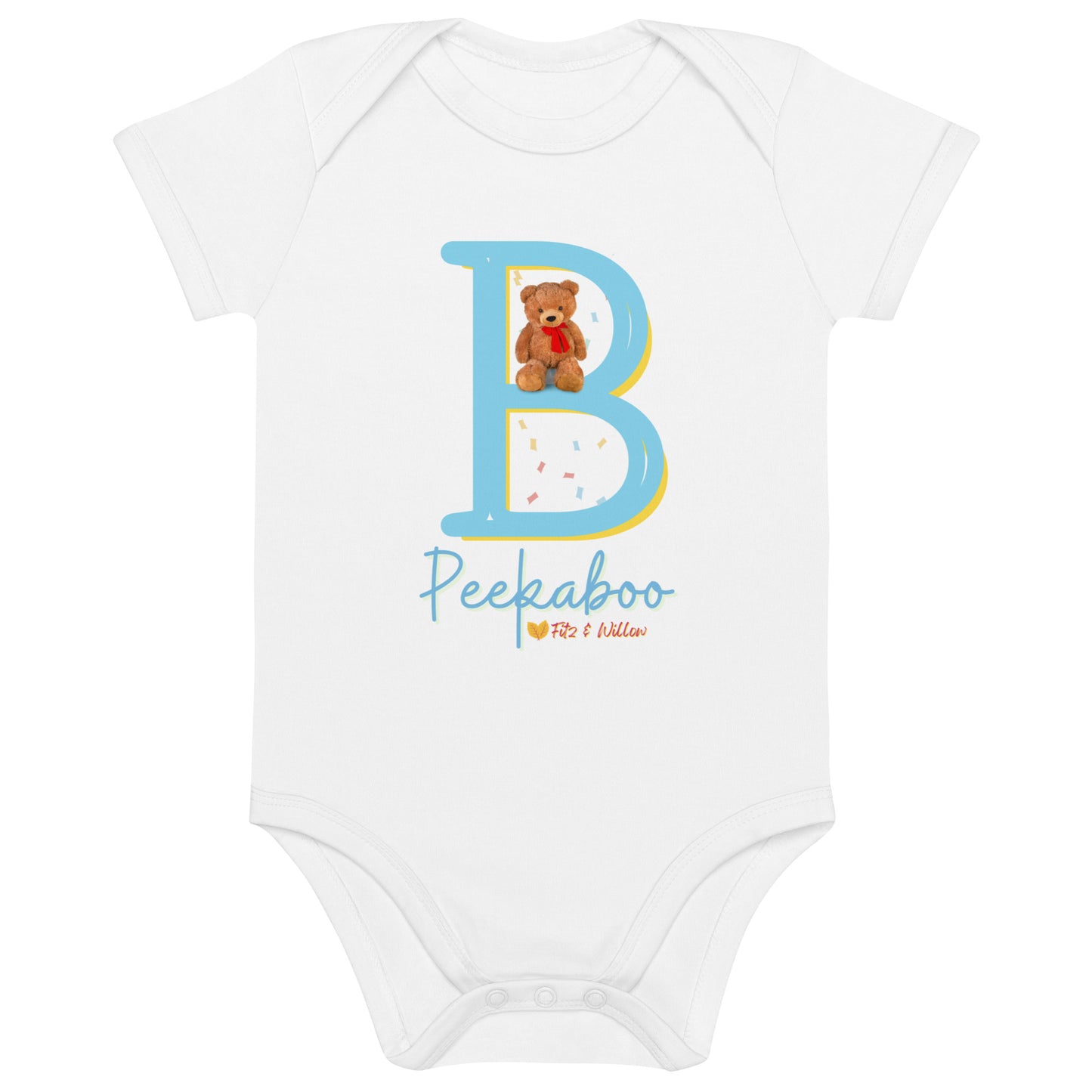 Organic cotton baby bodysuit, Letter B - Fitz & Willow - Fitz & Willow